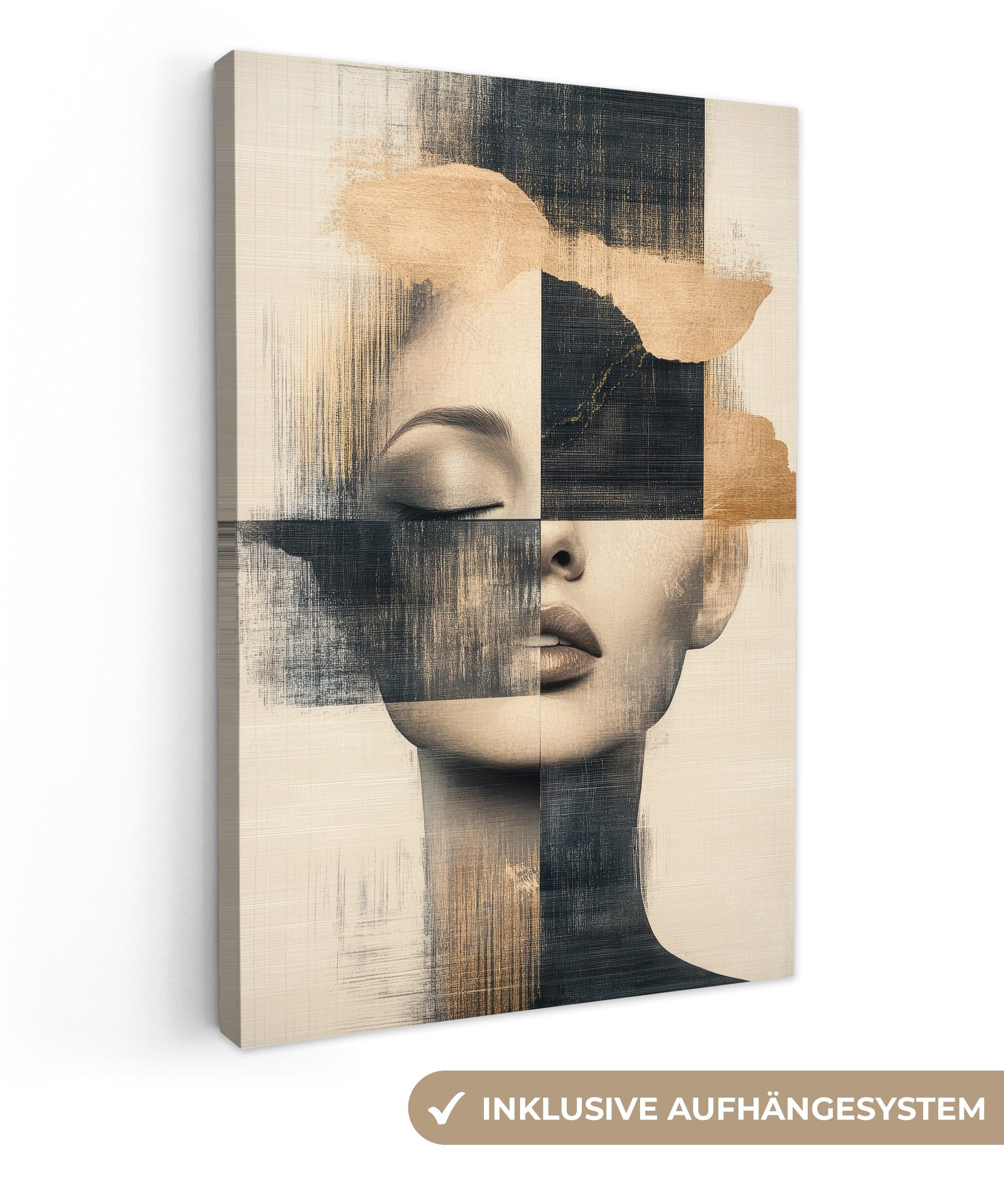 OneMillionCanvasses® Leinwandbild Gold - Frau - Rechtecke, Fotodruck (1 St) günstig online kaufen
