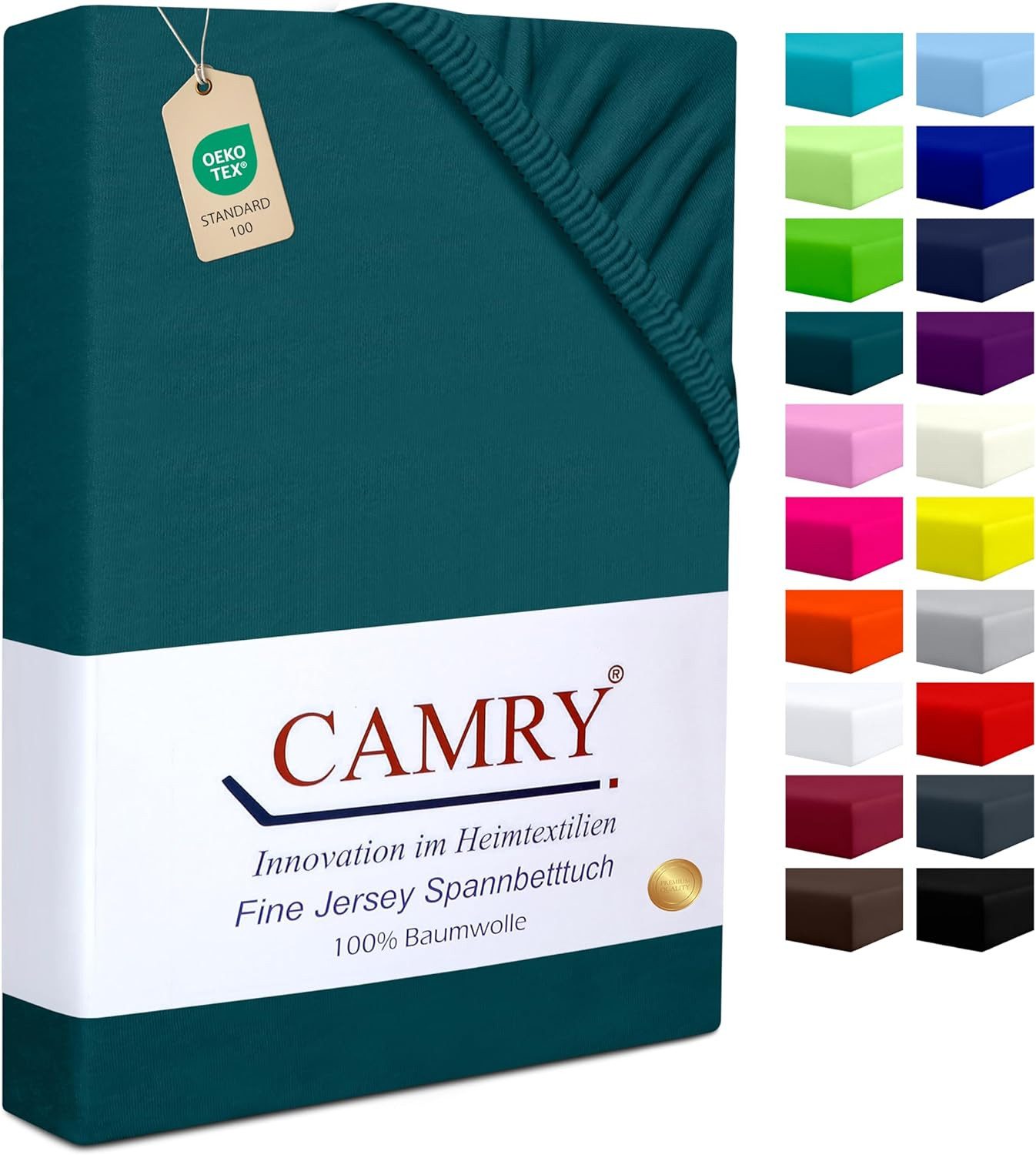 Camry Spannbettlaken CLASSIC Jersey 100% Baumwolle Spannbetttuch atmungsaktiv Gummizug, Jersey Baumwolle, Gummizug: rundum, 100% Baumwolle, alle Matratzenhöhen, atmungsaktiv, pflegeleicht