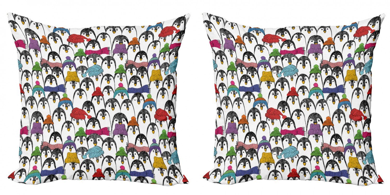 Winter-Cartoon-Tier Stück), Digitaldruck, Doppelseitiger Kissenbezüge Abakuhaus (2 Modern Accent Pinguin