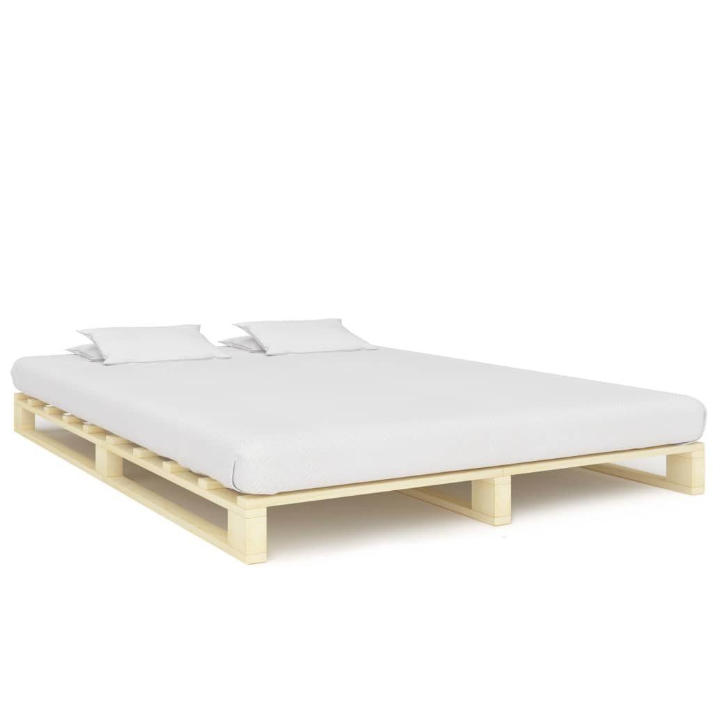 vidaXL Palettenbett aus Kiefer in Natur (LxBxH: 200x160x14 cm)