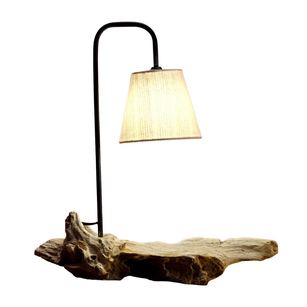 Kinaree Nachttischlampe Treibholz Tischlampe KOLOA, 1x E14, ohne Leuchtmittel, handgefertigt in Thailand
