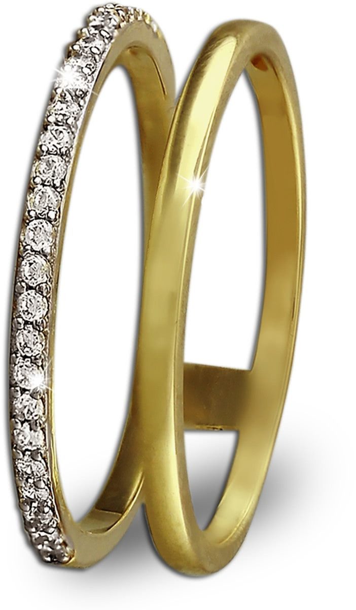 GoldDream Goldring GDR505YX GoldDream Doppel-Ring Gr.54-60 Gold 8K (Fingerring), Damen Ring aus 333 Gelbgold - 8 Karat, Farbe: gold, weiß
