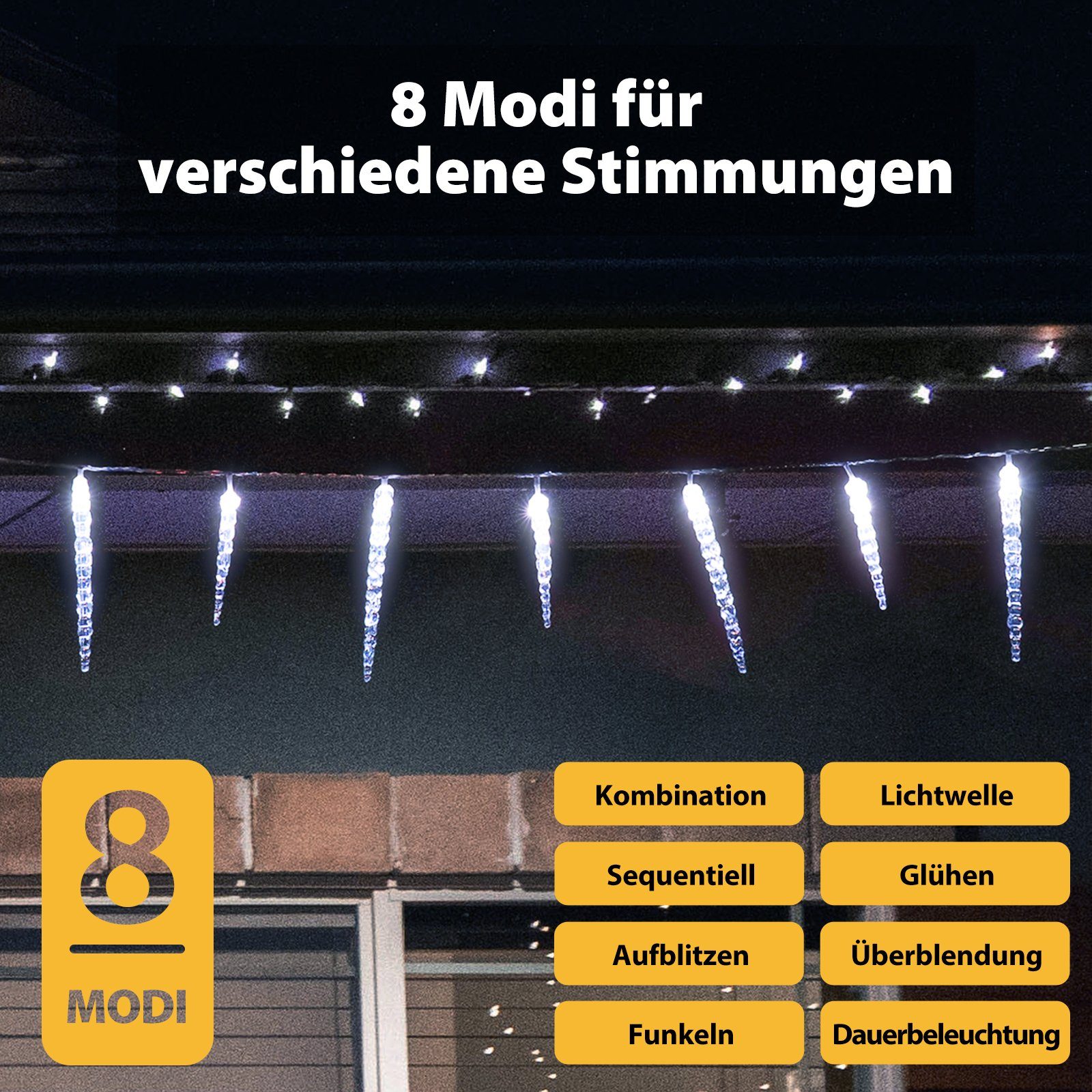 5m Eiszapfen LED-Lichterkette Salcar Gartenbeleuchtung Lichterkette Outdoor