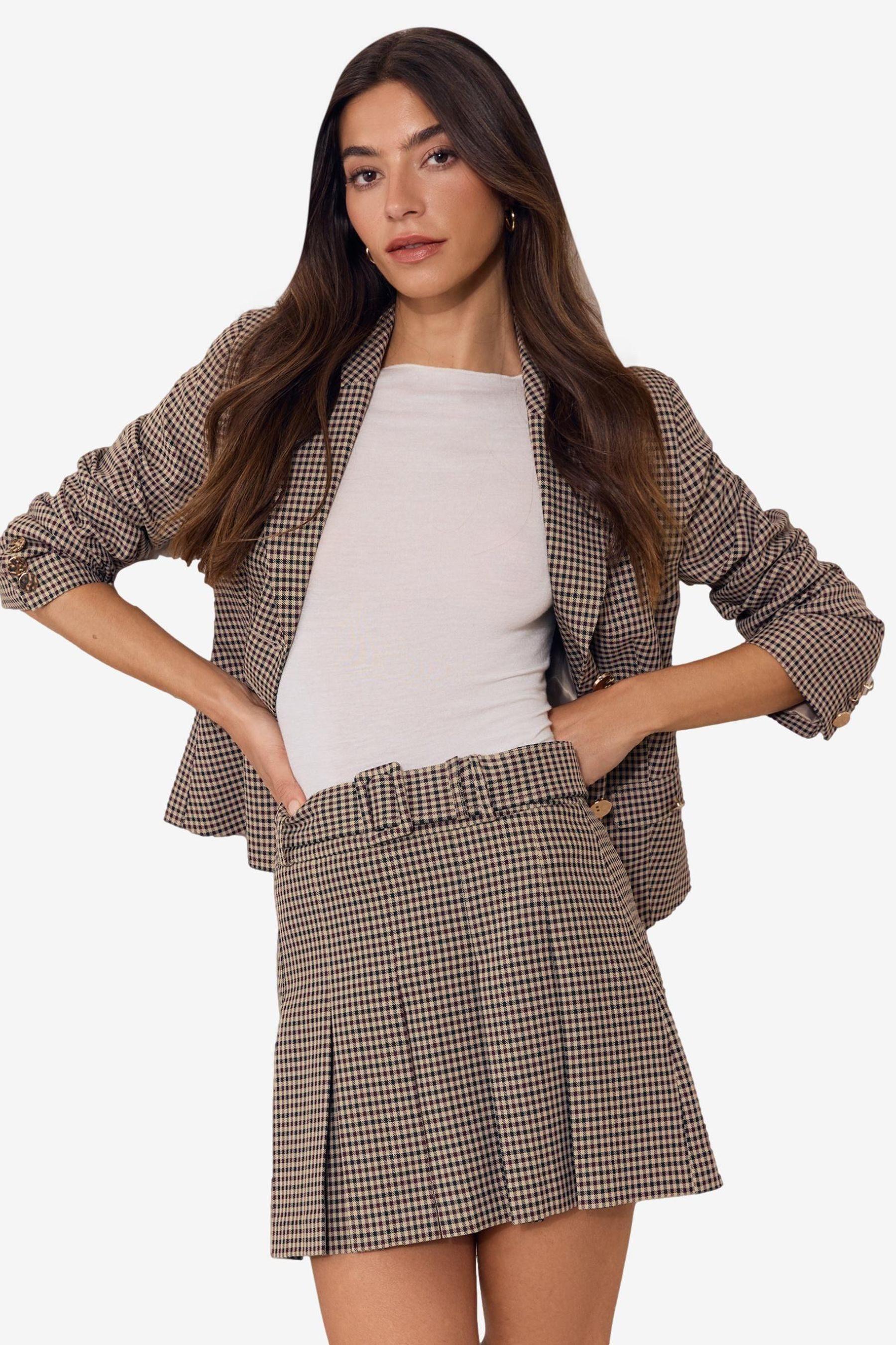 LIPSY Faltenrock Lipsy Tailored Falten-Skort mit Karomuster und (1-tlg)