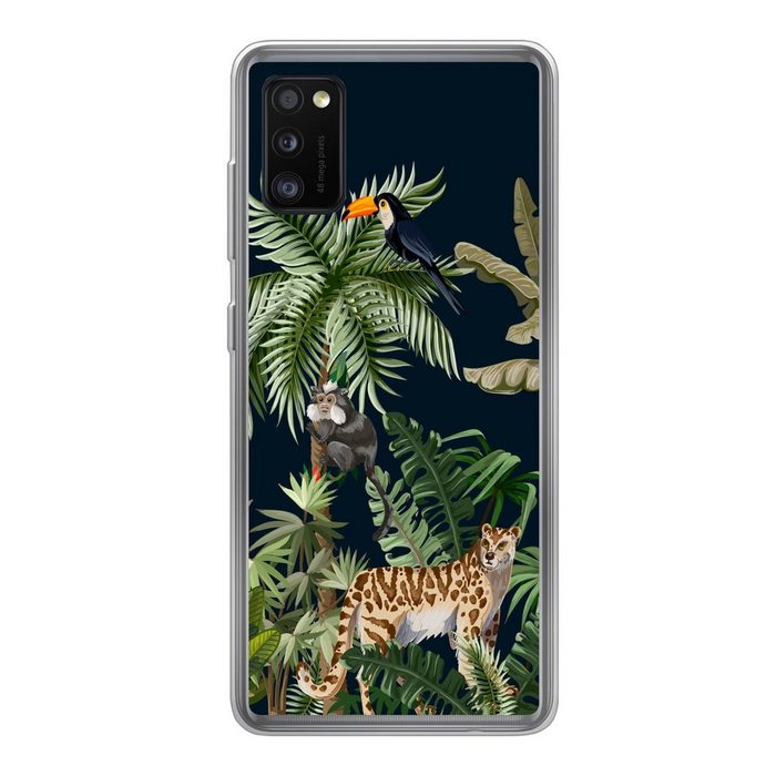 MuchoWow Handyhülle Dschungel - Pflanzen - Tiere - Kinder - Flamingo - Zebra Handyhülle Samsung Galaxy A41 Smartphone-Bumper Print Handy
