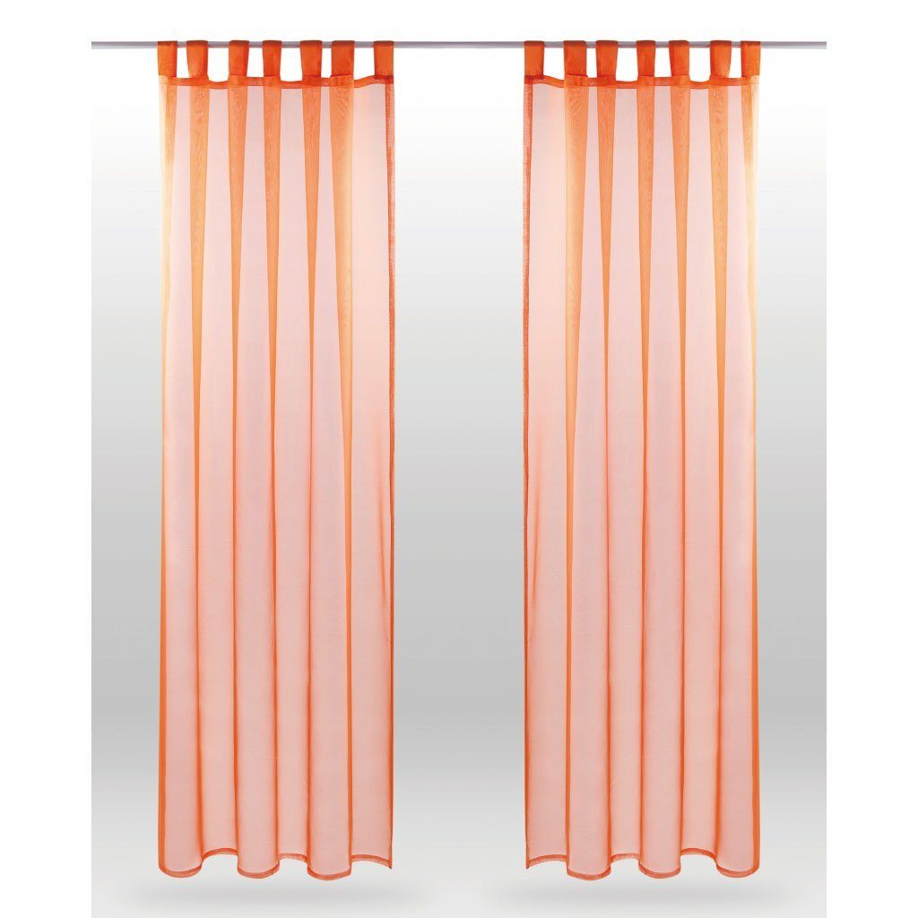 Vorhang, Bestlivings, Schlaufen (2 St), transparent, Voile, Gardinenset "Transparent", 2 Schlaufenschals Orange