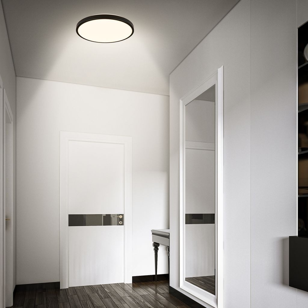 Briloner Leuchten LED Deckenleuchte 3829015, LED fest integriert, 2700K - Extra-Warmweiß, LED Badlampe 29 x 7,5cm Schwarz 12W Badleuchte Decke Badezimmer Küche