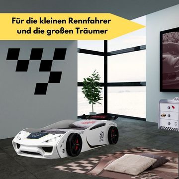 Coemo Autobett (Kinderbett mit Spoiler), Renn-Design DREAM RACER 90x200 mit Lattenrost