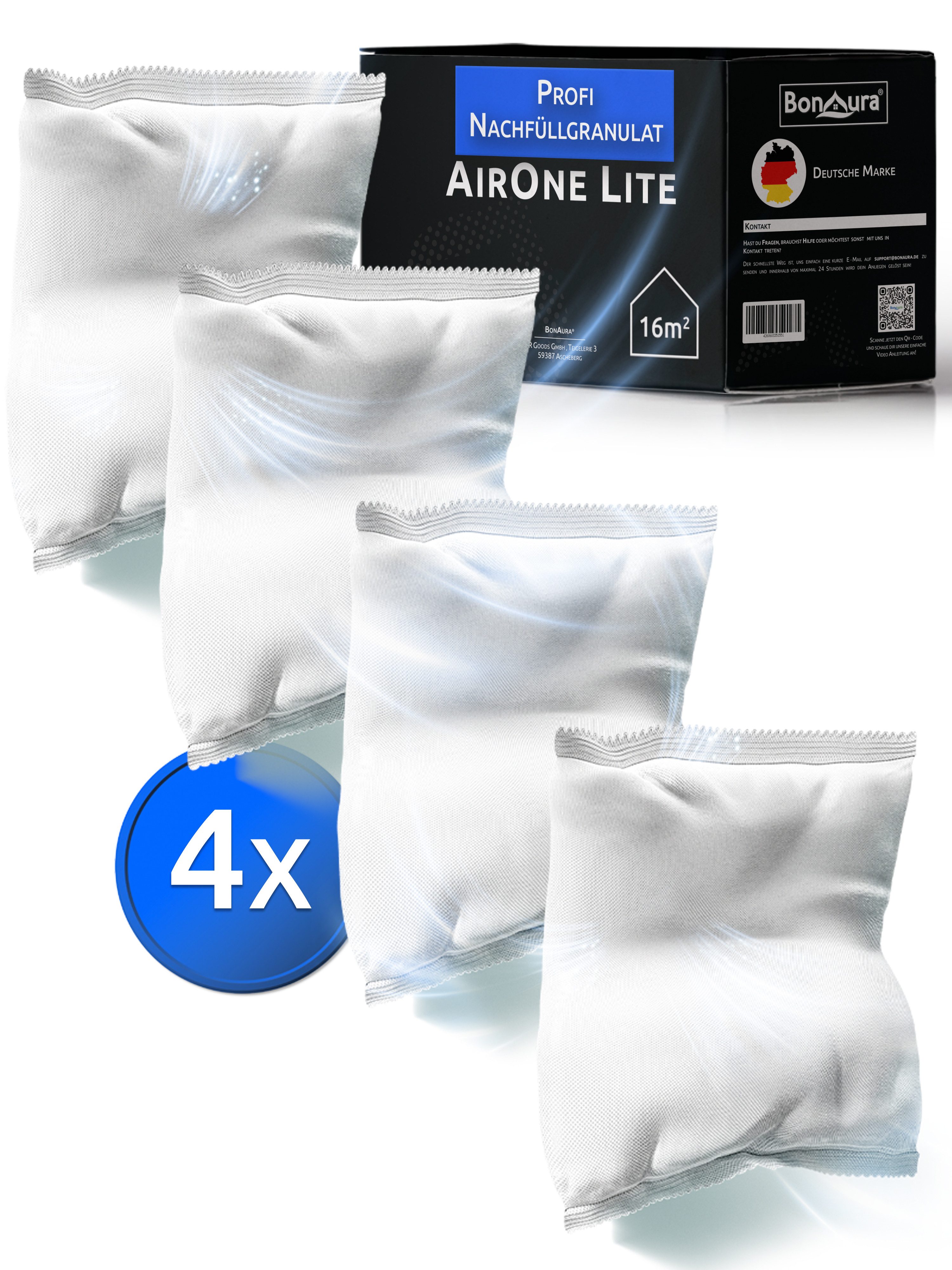 BonAura Luftentfeuchter-Nachfüllpack Entfeuchter Granulat im Vliesbeutel, 2er-, 4er- oder 6er Set, 450g pro Stk., Geruchsneutral