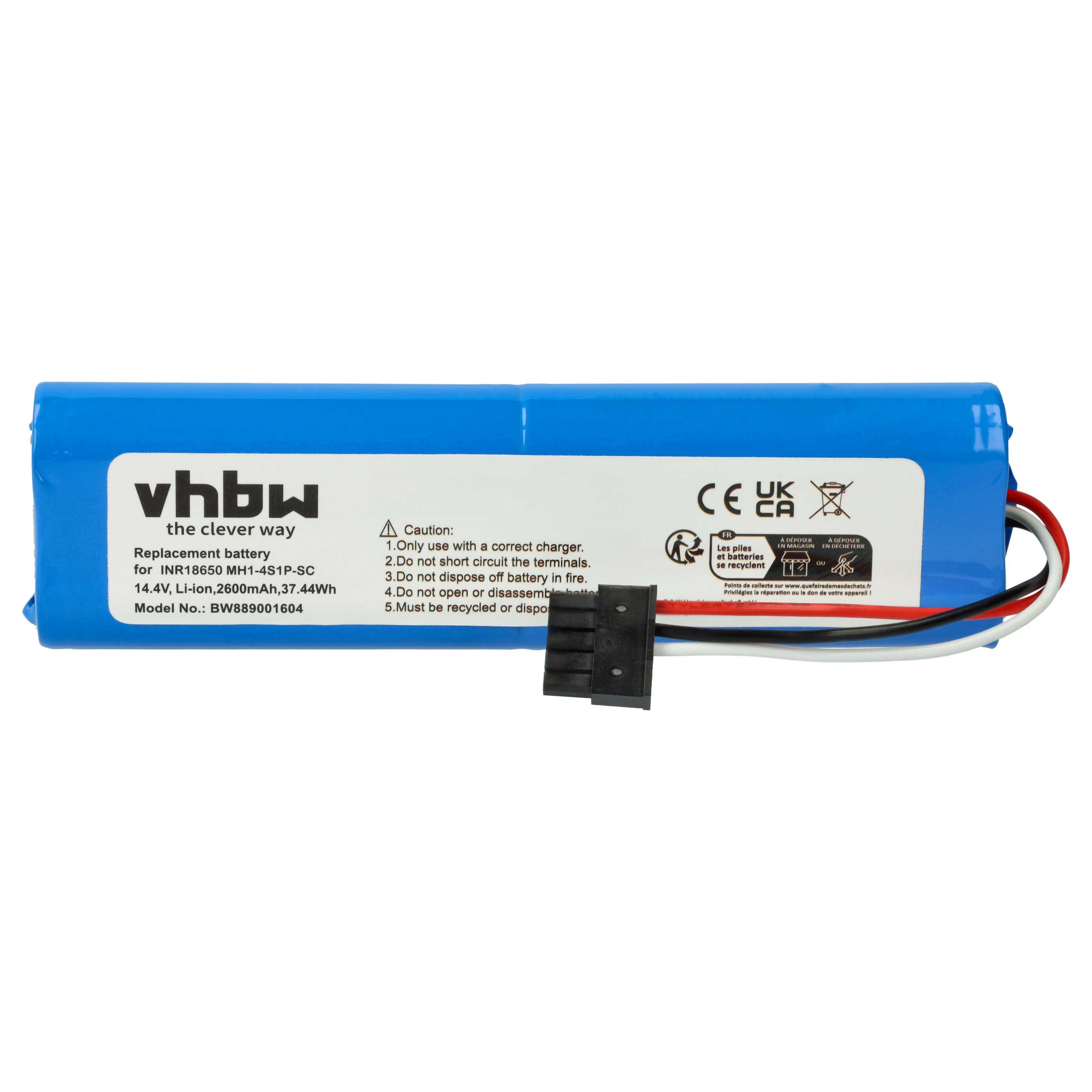 vhbw Akku passend für Viomi V-RVCLM26B, V-RVCLMB21B, V2 Pro, V3, VXVC01-JG Staubsauger-Akku Akku Li-Ion 2600 mAh (14,4 V, 1 St), Leistungsfähiger Austausch-Akku für Ihren Saugroboter