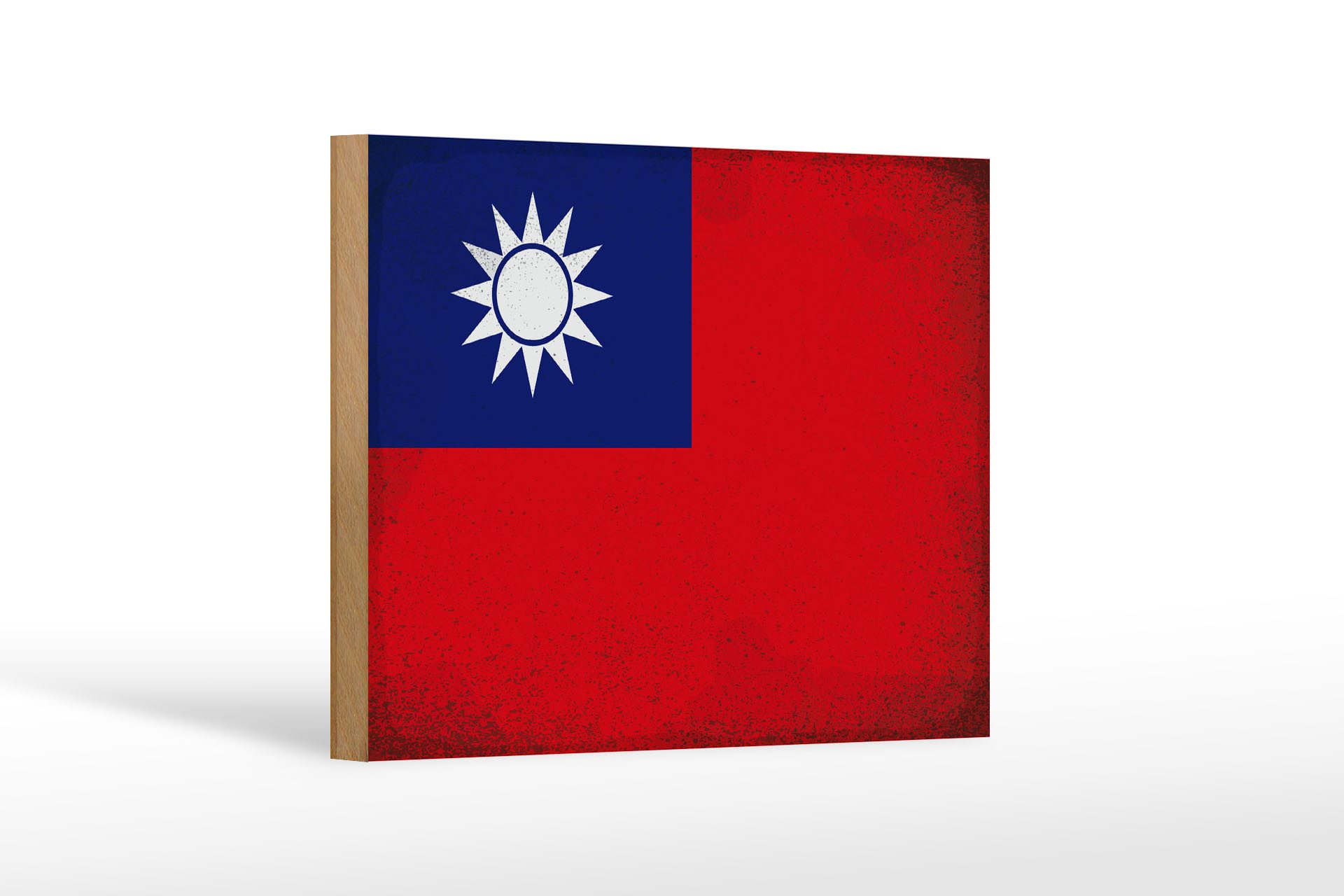 Femer GmbH Holzbild Flagge China 18x12 cm Flag of Taiwan Vintage, Flaggen (1 St), Glatte Holzfaserplatte (MDF), vorn beschichtet