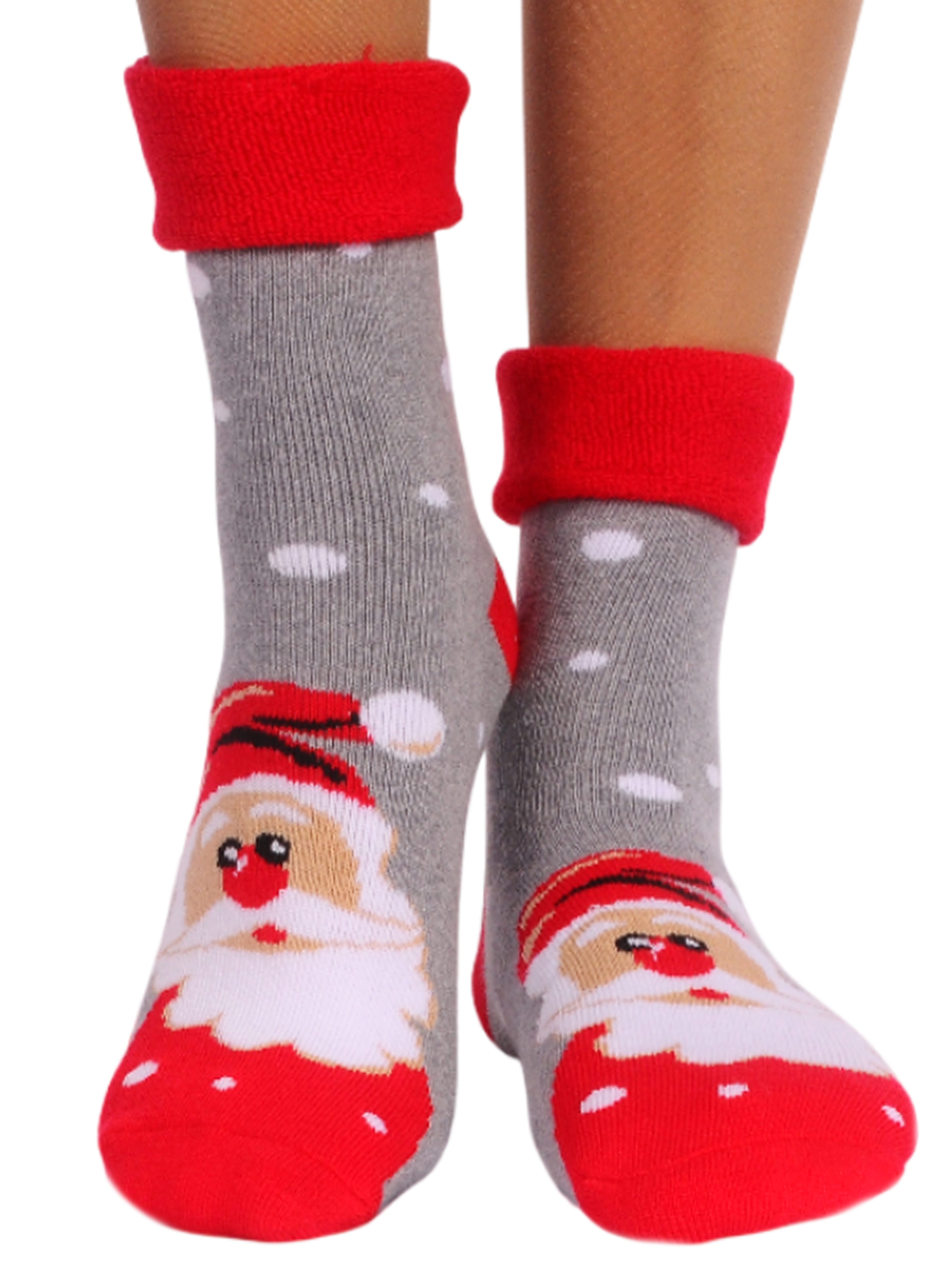 Martinex Thermosocken Weihnachtssocken warme Socken socks aus Frottee mit Weihnachtsmann mit Santa Motiv, weihnachtlich, 32 34 35 36 37 38 39 40 41 42