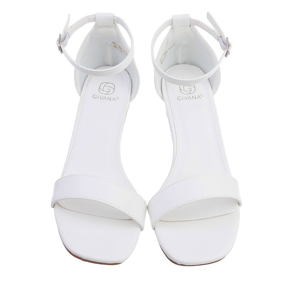 Abendschuhe Weiß Sandaletten Blockabsatz Elegant & Damen Sandalette Ital-Design in Sandalen