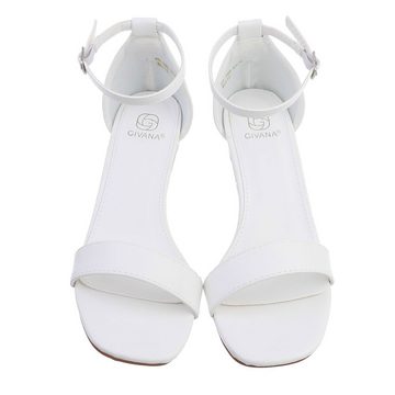 Ital-Design Damen Abendschuhe Elegant Sandalette Blockabsatz Sandalen & Sandaletten in Weiß