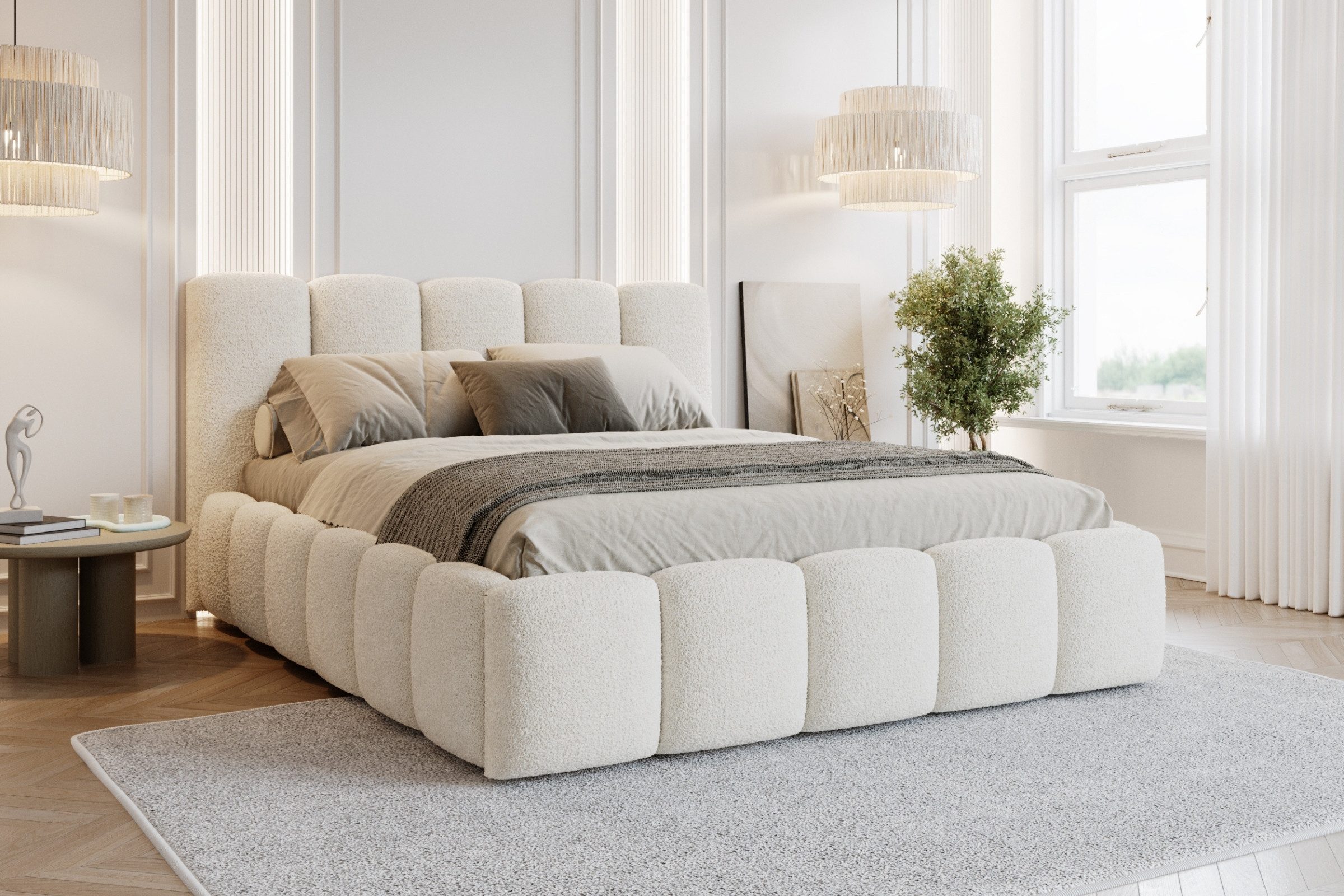 Deine Möbel 24 Polsterbett VIVIAN Bett Komplettbett Bouclé mit Bettkasten u günstig online kaufen