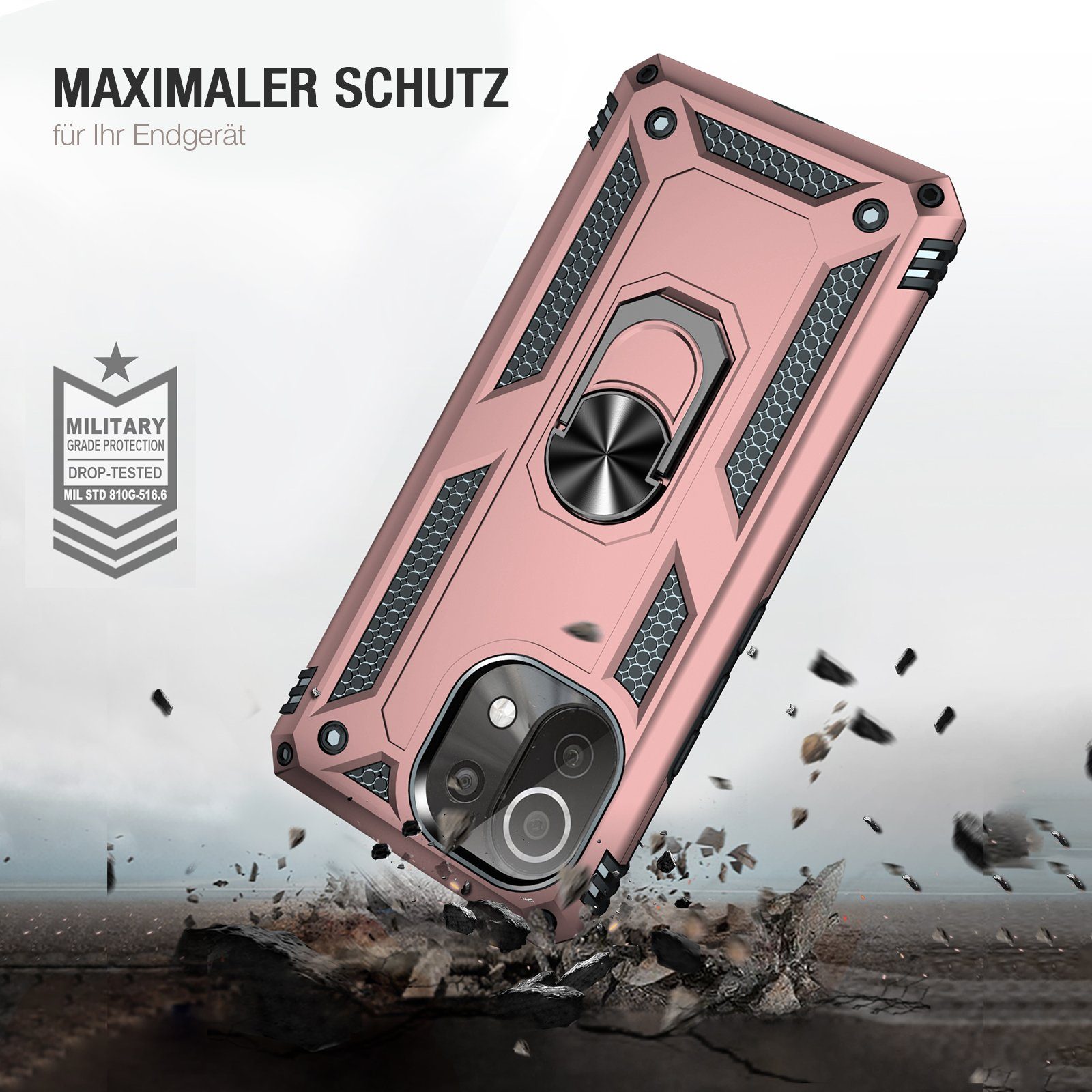 Tec-Expert Handyhülle Outdoor Cover Hülle für Xiaomi Mi 11 Lite 6.55 Zoll, 6.55, Premium Hülle aus verstärktem Polycarbonat