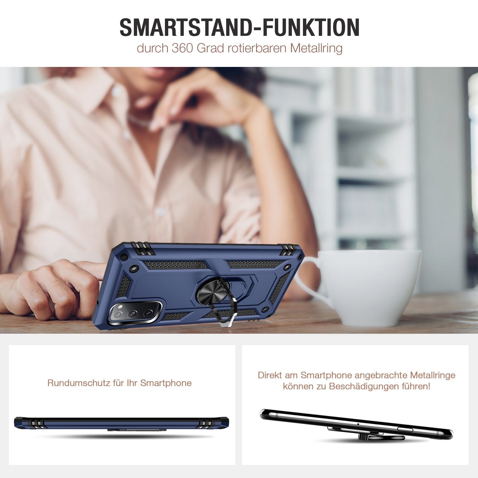 Tec-Expert Handyhülle Outdoor Cover Hülle für Samsung Galaxy S20 FE 6.5 Zoll, 6.5, Premium Hülle aus verstärktem Polycarbonat