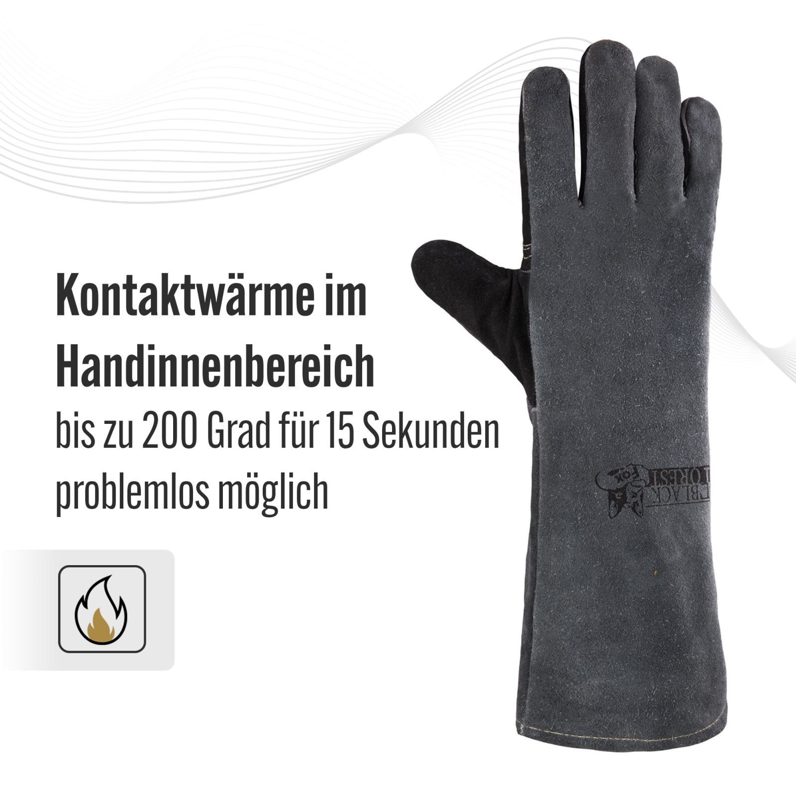 FOREST FOX Grillhandschuhe BLACK 300 Grau Grillhandschuhe, feuerfeste Pro (Set), Aramid