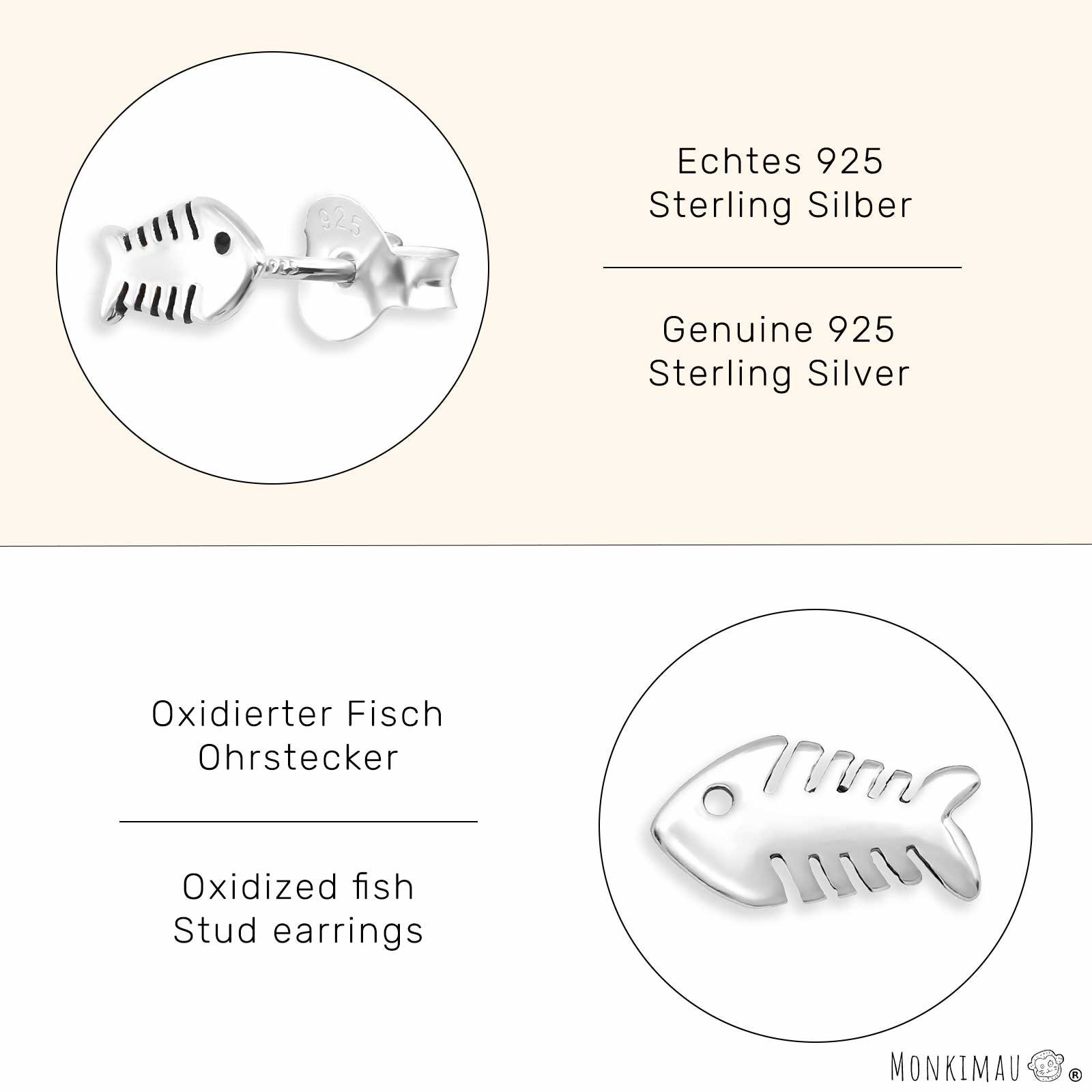 Monkimau Paar Ohrstecker Fischgräten Ohrringe aus (Packung) 925 Silber