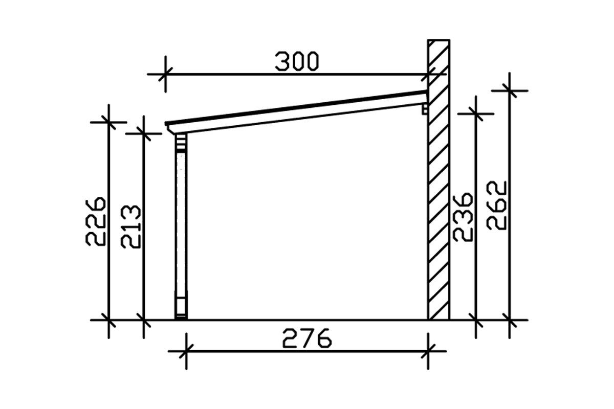 Skanholz Anlehncarport Eifel, cm cm, Einfahrtshöhe dunkelgrau 300x541 BxT: 213