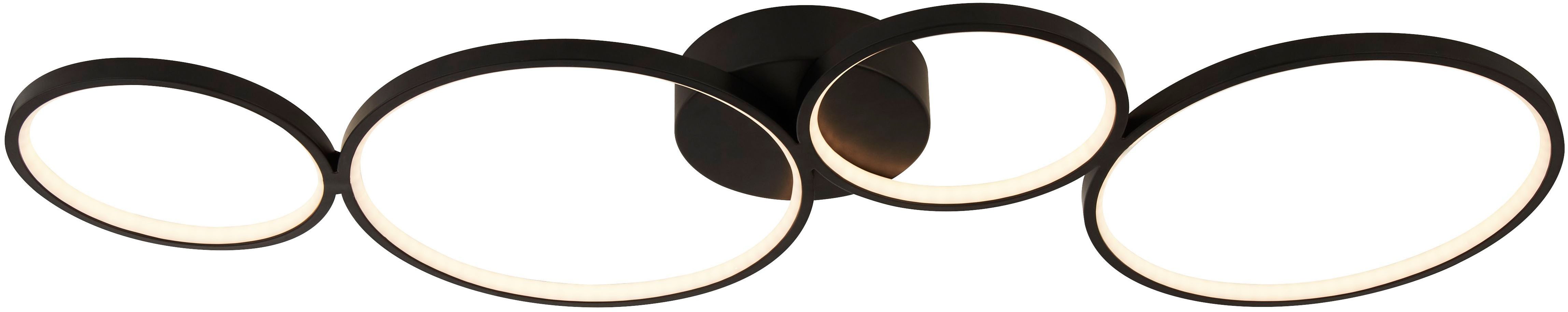 Searchlight Deckenleuchte Cirque 4Lt Ring Flush - Black Metal, LED fest integriert, Warmweiß