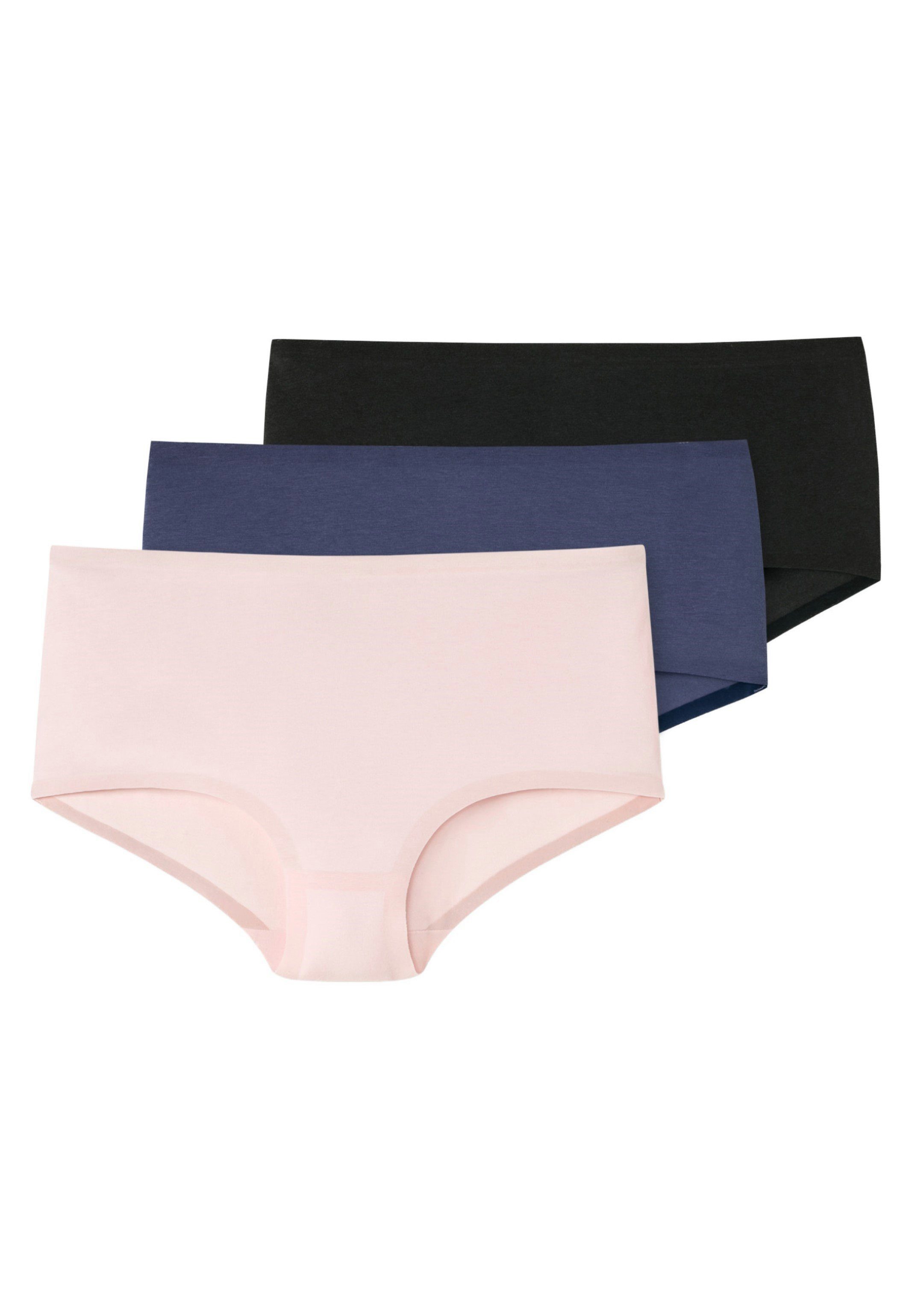 Schiesser Panty 3er Pack Teens Girls Invisible Cotton (Spar-Set, 3-St) Short Slip - Baumwolle - Nahtlos Schwarz / Lila / Rosa