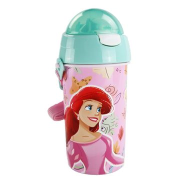 Disney Trinkflasche Disney Prinzessin Wasserflasche 500 ml, Flasche mit integriertem Trinkhalm Tragegurt 500 ml