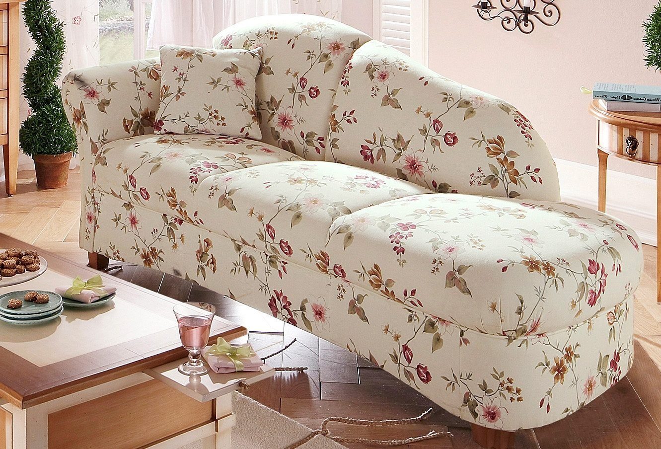 Recamiere floraler Bezug, klassisch elegant, guter Sitzkomfort, Solitärmöbel