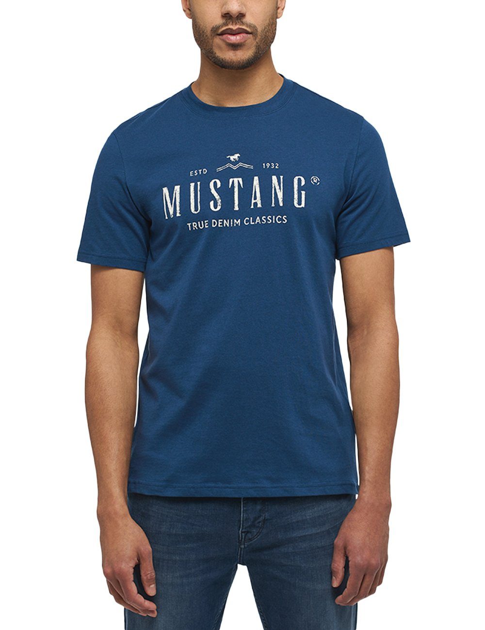 navy Kurzarmshirt Mustang MUSTANG Print-Shirt