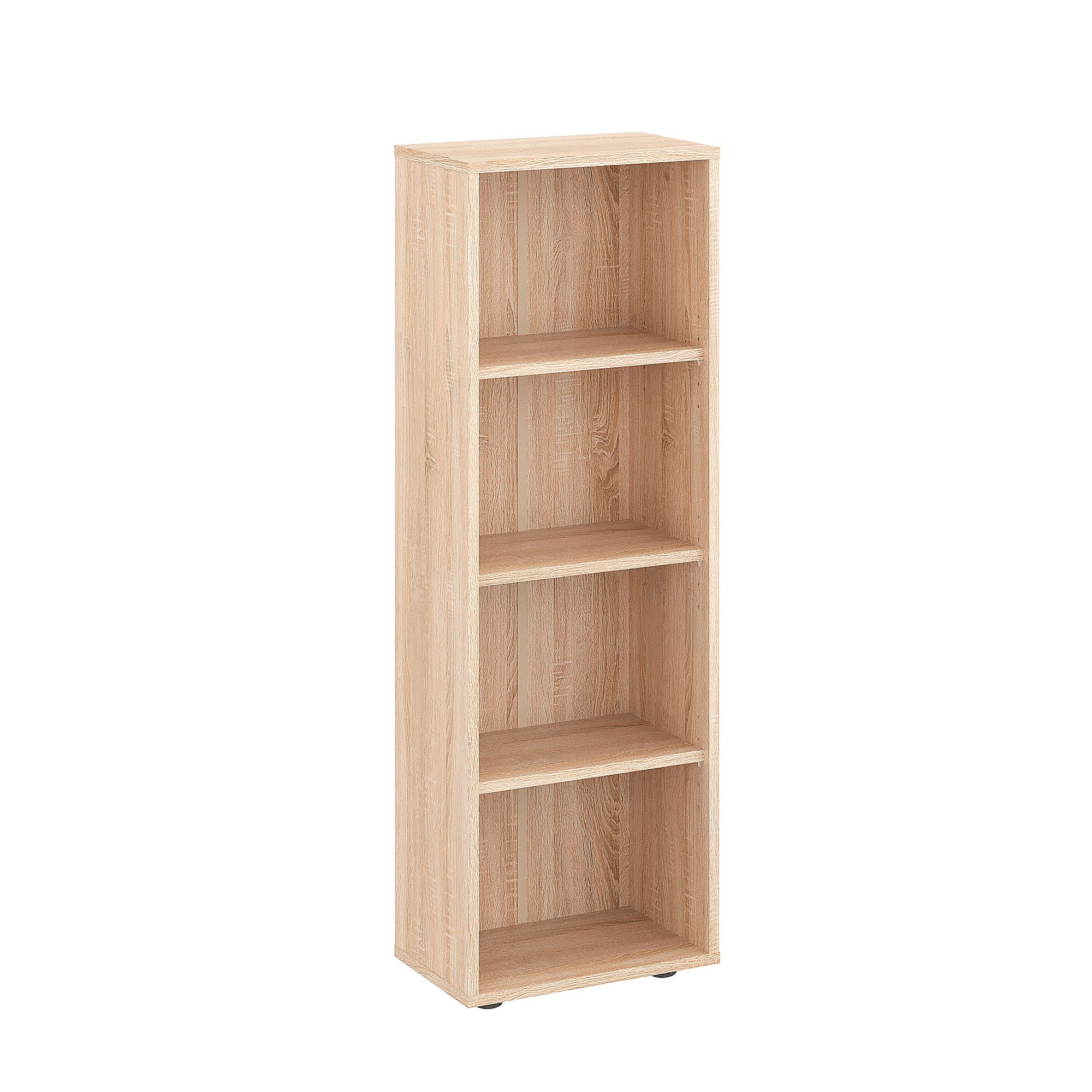 KOMTO Bücherregal Lumo 40 cm Weiß Regal mit 3, 4 or 6 Ebenen und Höhenverstellbare, Regale Standregal Aufbewahrungsregal Bookshelf