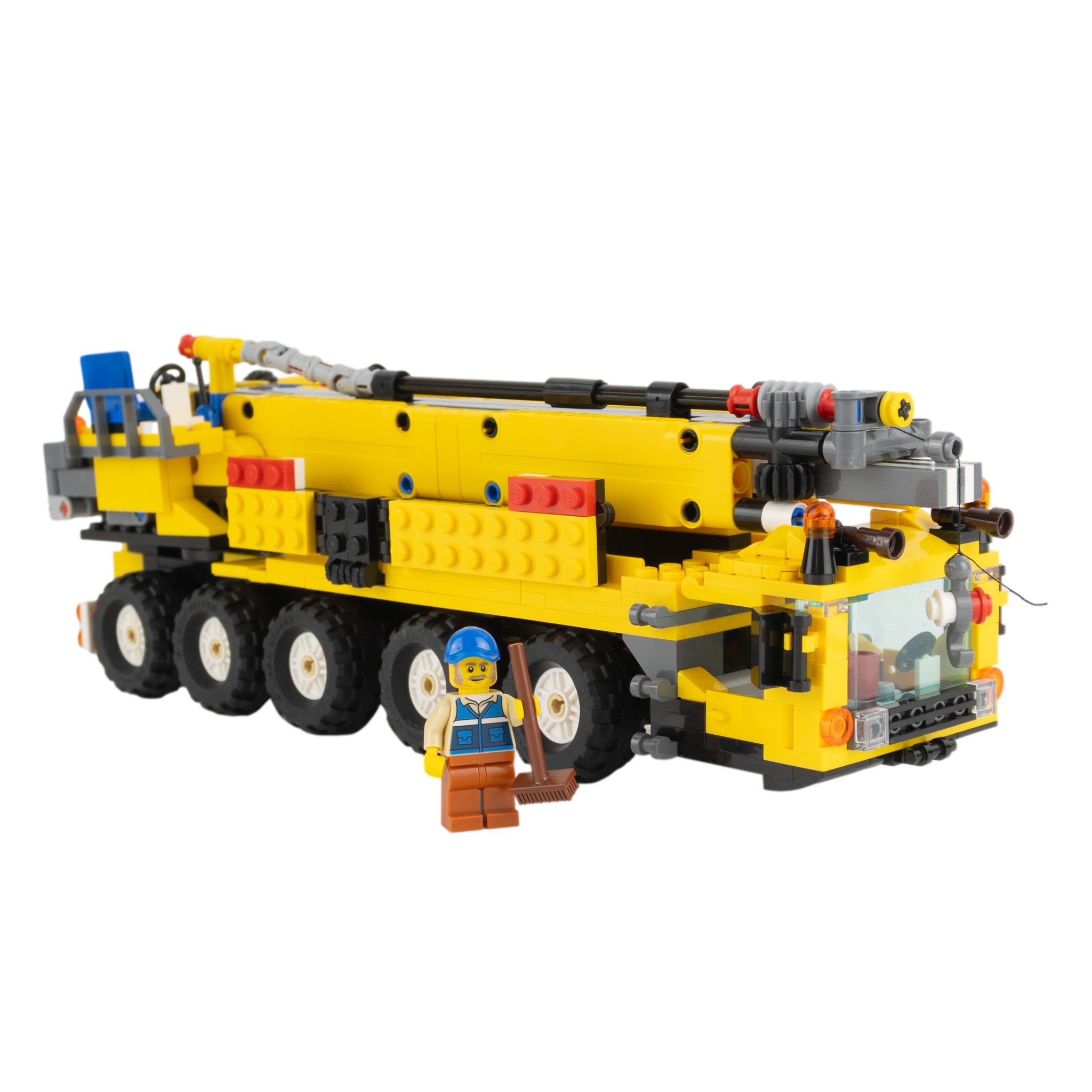 LEGO® LEGO® MOC Gelber Kran m. vielen Funktionen + 1 Minifigur Teile 443x Spielbausteine, (Bausteine, 1 St., Kreativ-Set), Made in Europe