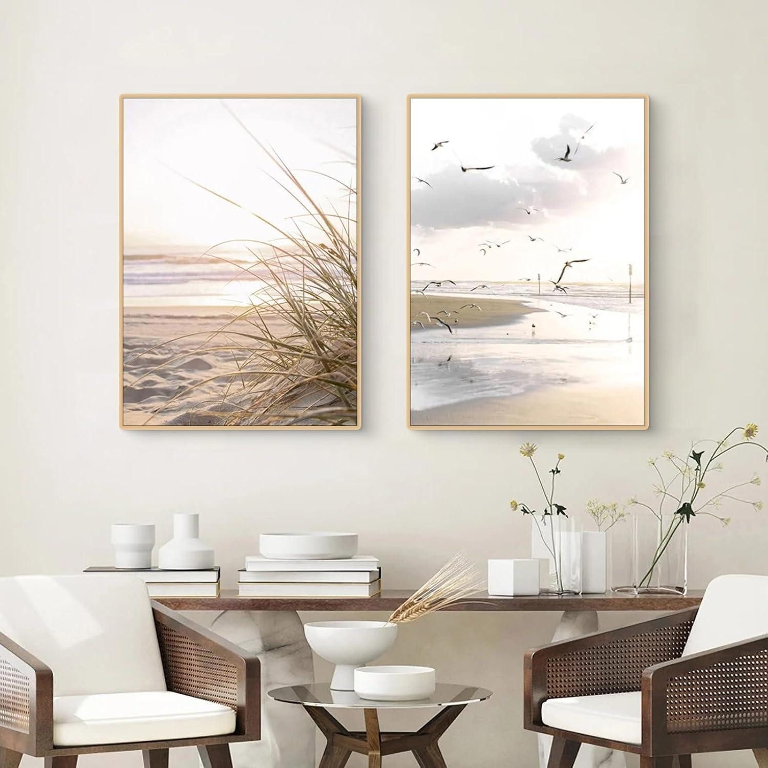 LuxusKollektion Poster Poster Set 3teilig Küstenstrand Seevogel Pampasgras Boho B 40x50cm, (3 St) – Bild 3 von 5
