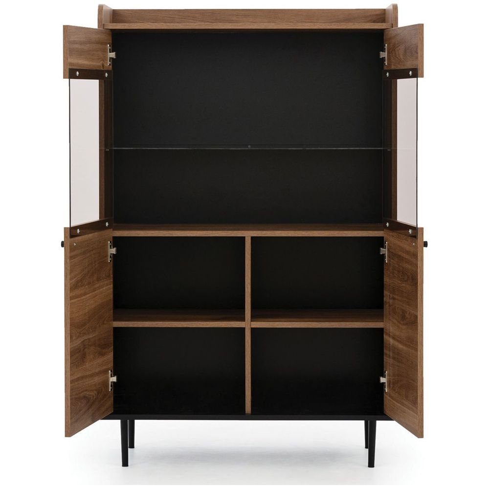 Lomadox Wohnwand VAREDO-132, (4-St., 4-tlg), Sparset mit im Highboard Möbel und Hocker Lowboard angesagte Retro