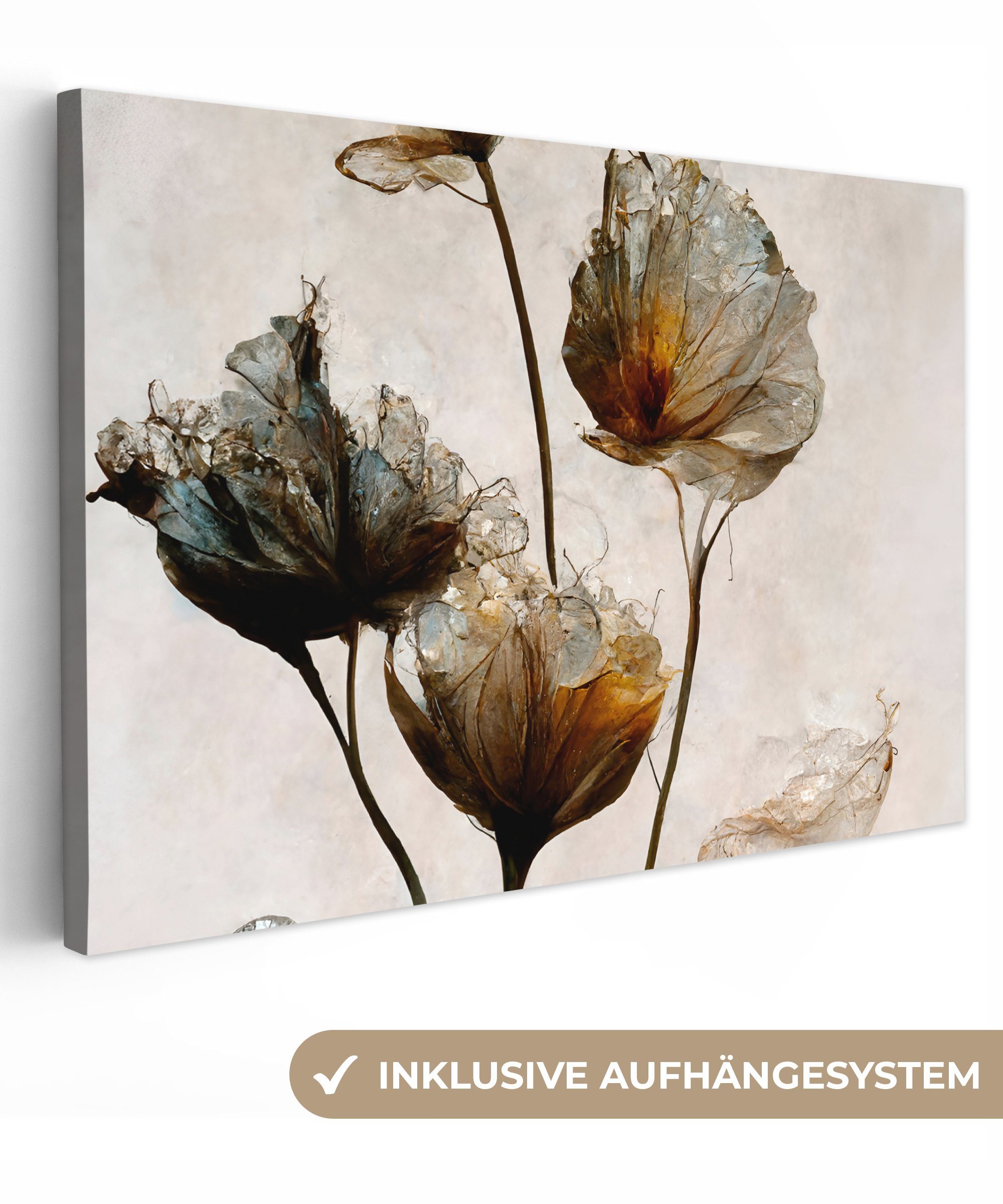 OneMillionCanvasses® Leinwandbild Vintage - Blumen - Pflanzen - Abstrakt, F günstig online kaufen