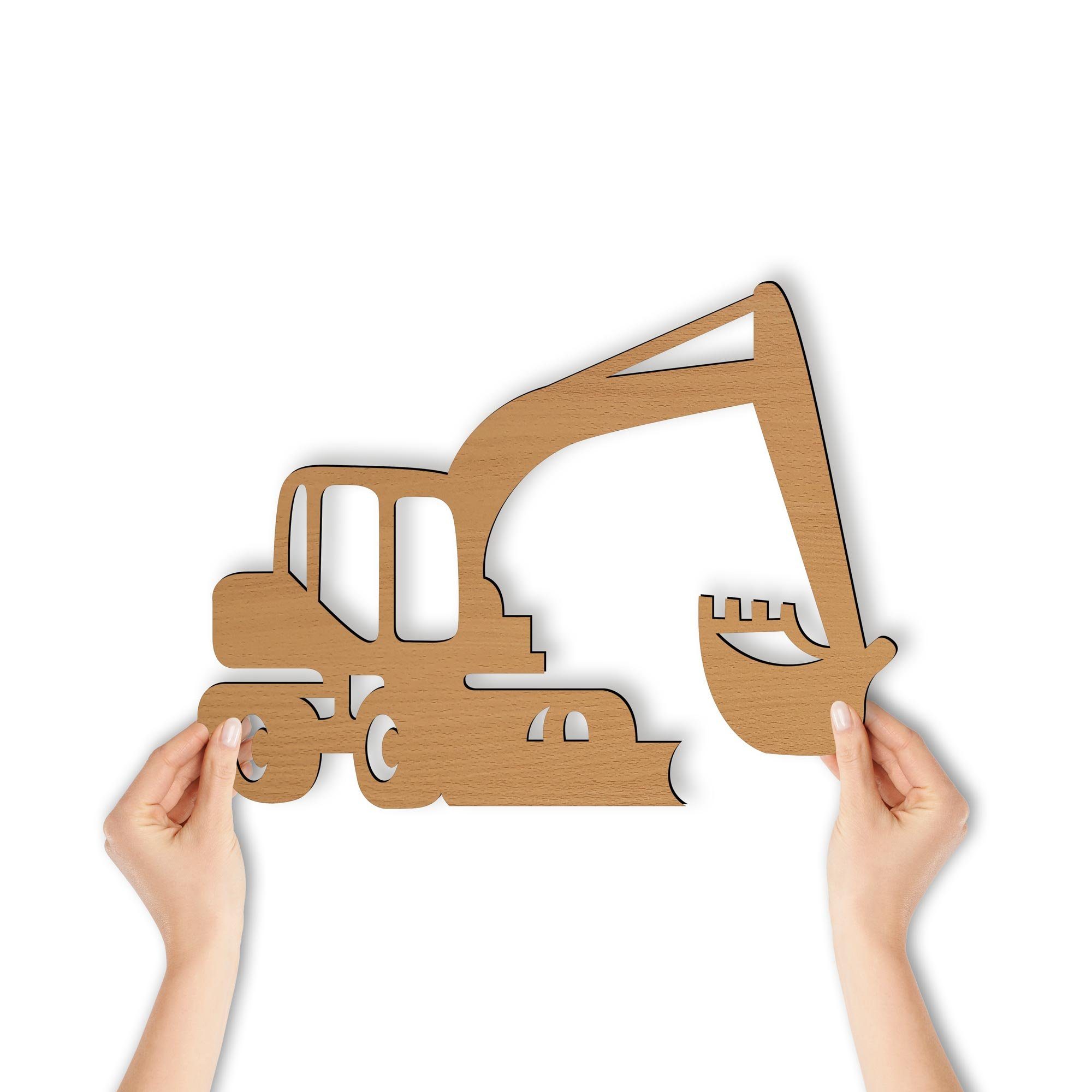 Namofactur LED Nachtlicht Bagger Kinder Nachtlicht Wandlampe Wanddeko Lampe I MDF Holz, LED fest integriert, Warmweiß