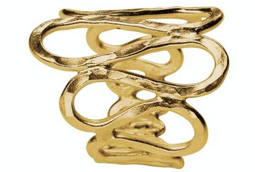 SILBERMOOS Fingerring Gehämmerter Ring in Wellenstruktur vergoldet, 925 Sterling Silber