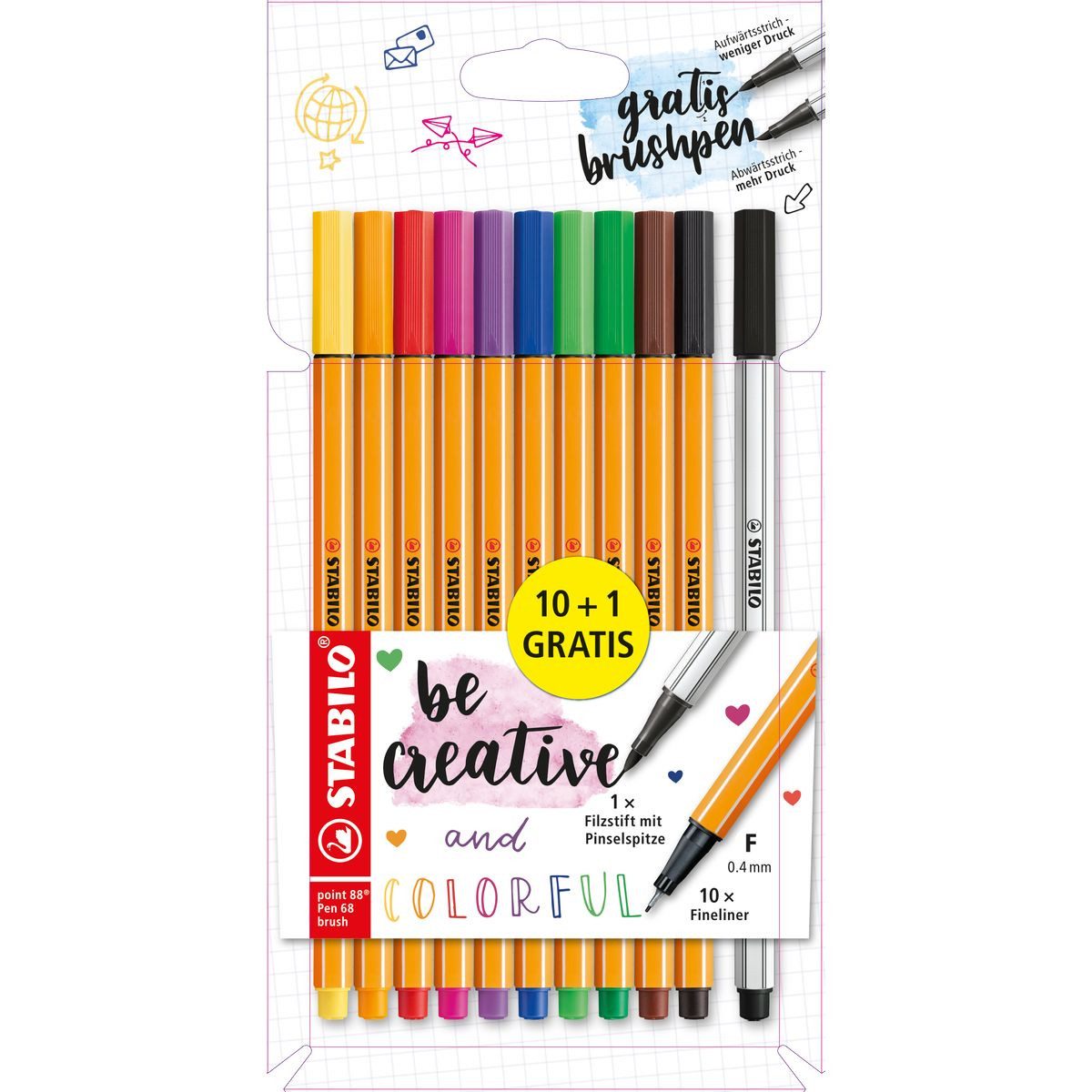 STABILO Fineliner STABILO Fineliner point 88 10+1 Promo 11 Stück Kartonetui