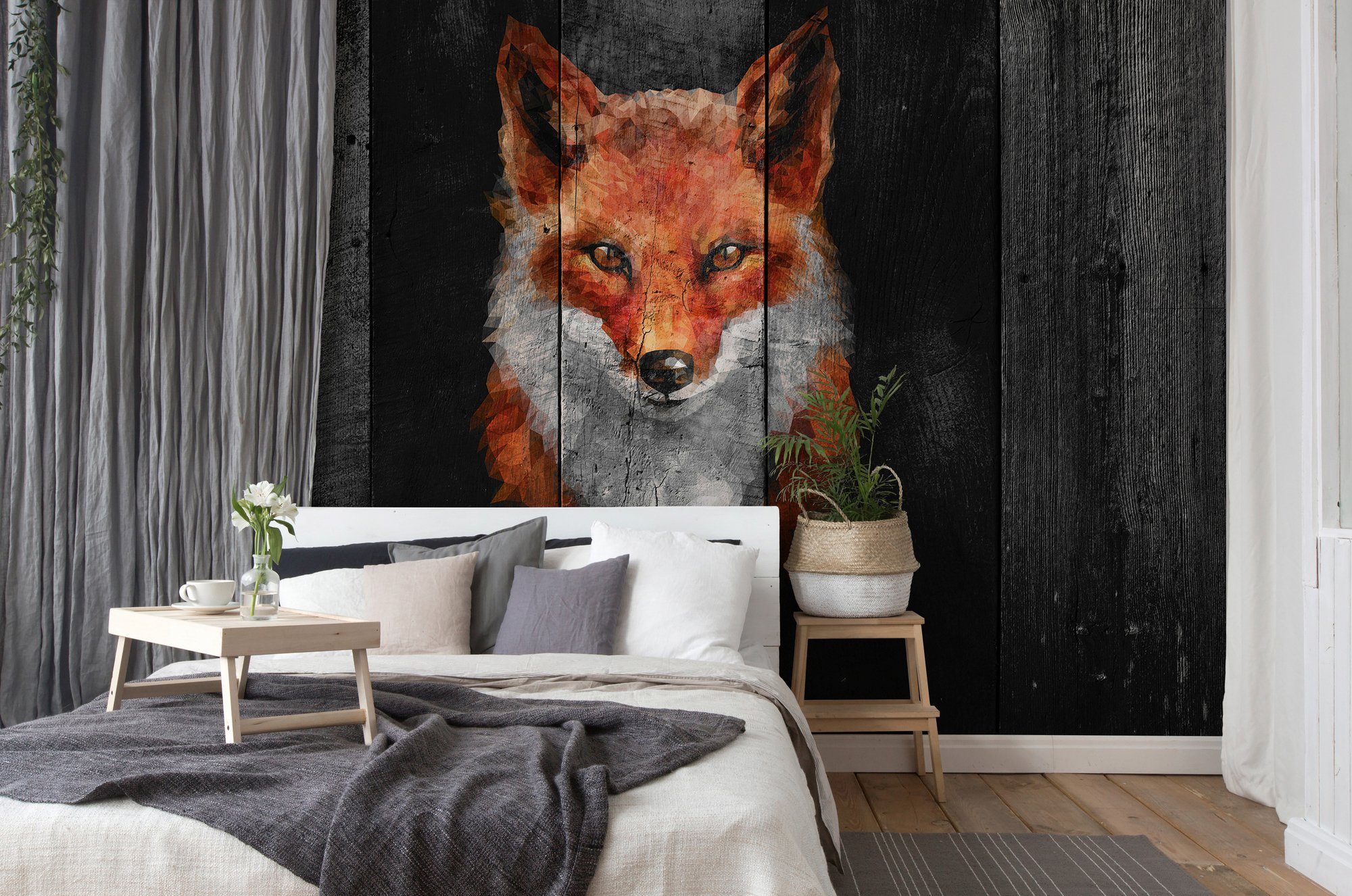 Architects Paper Fototapete Atelier 47 Polygon Fox 2, glatt, Holz, (4 St), Vlies, Wand, Schräge, Decke