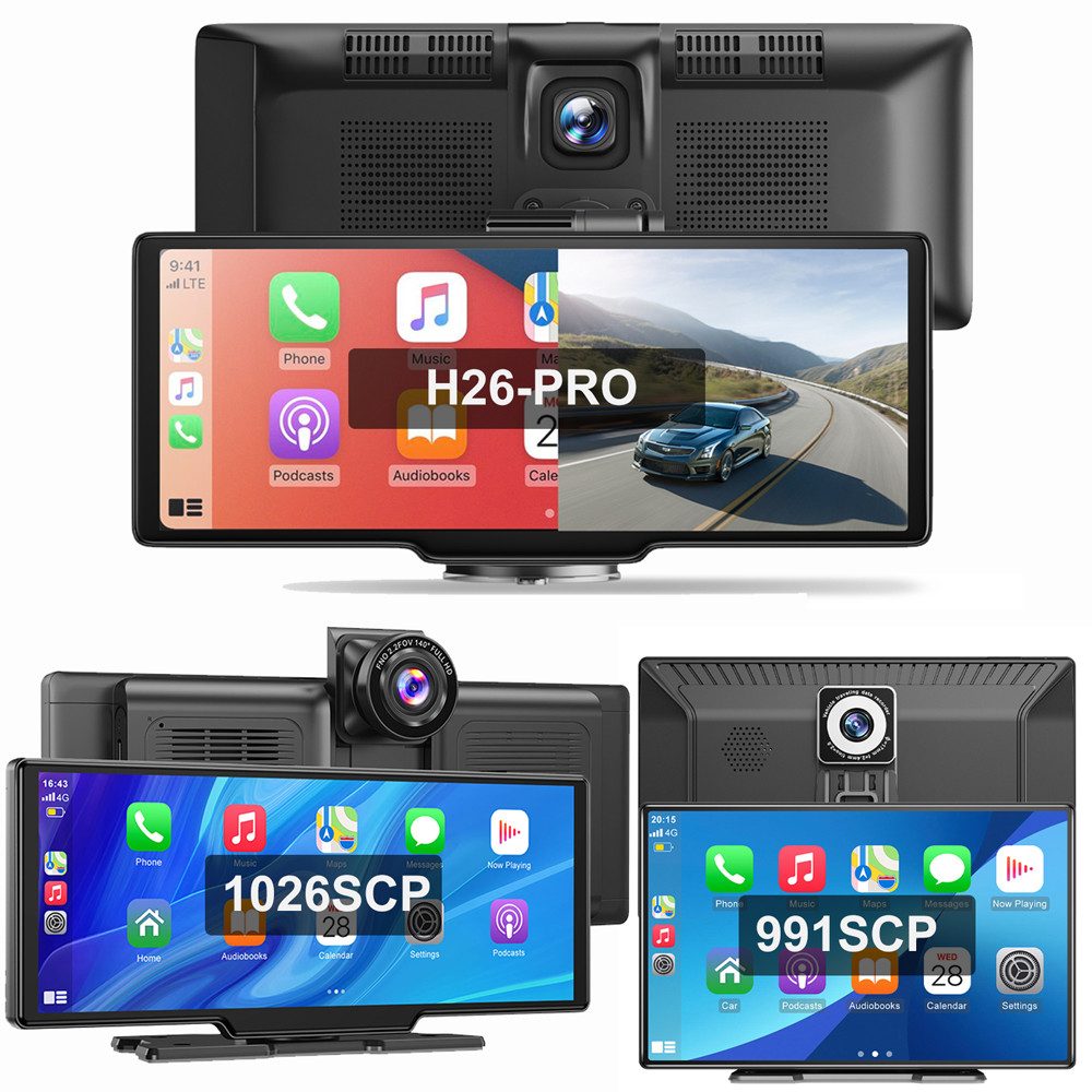 4K Wireless Apple Carplay Android Auto Display Vorne Rückseite Dashcam Einbau-Navigationsgerät