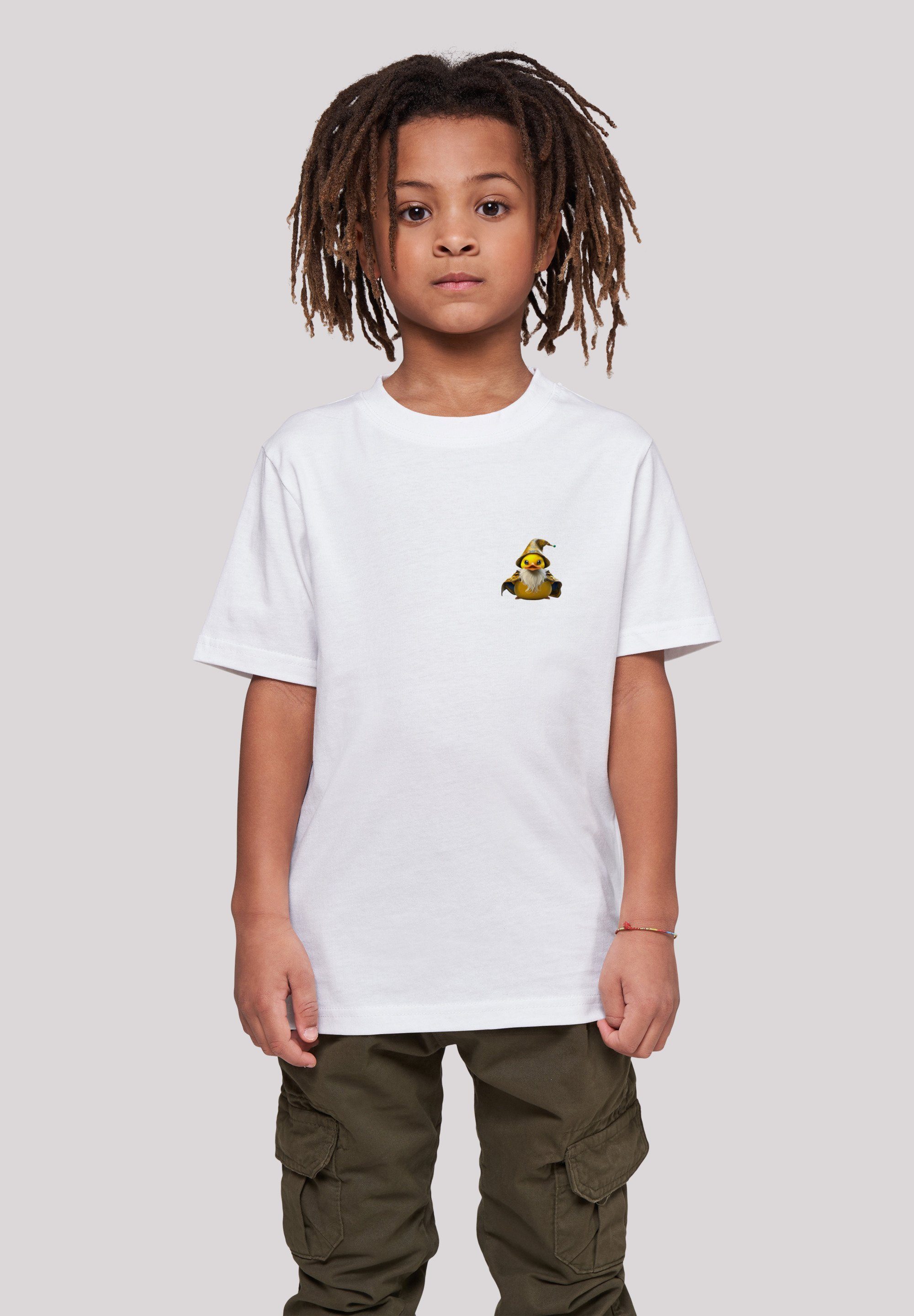 T-Shirt UNISEX Rubber Print Duck Wizard TEE F4NT4STIC weiß