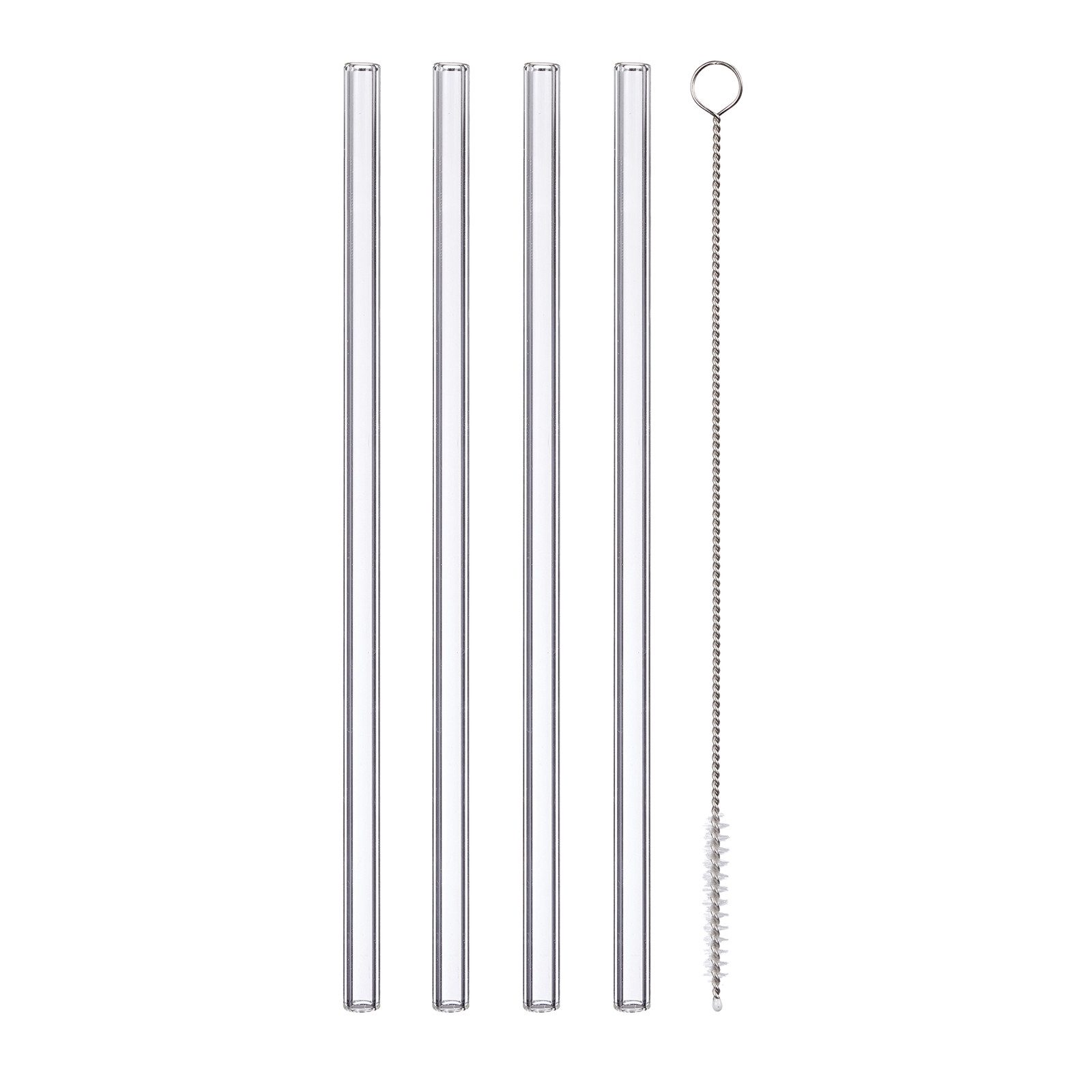 Neuetischkultur Trinkhalme Glas-Trinkhalm 4er Set mit Reinigungsbürste, (Set, 5-tlg., 4 Trinkhalme, 1 Bürste), Strohhalm Barzubehör