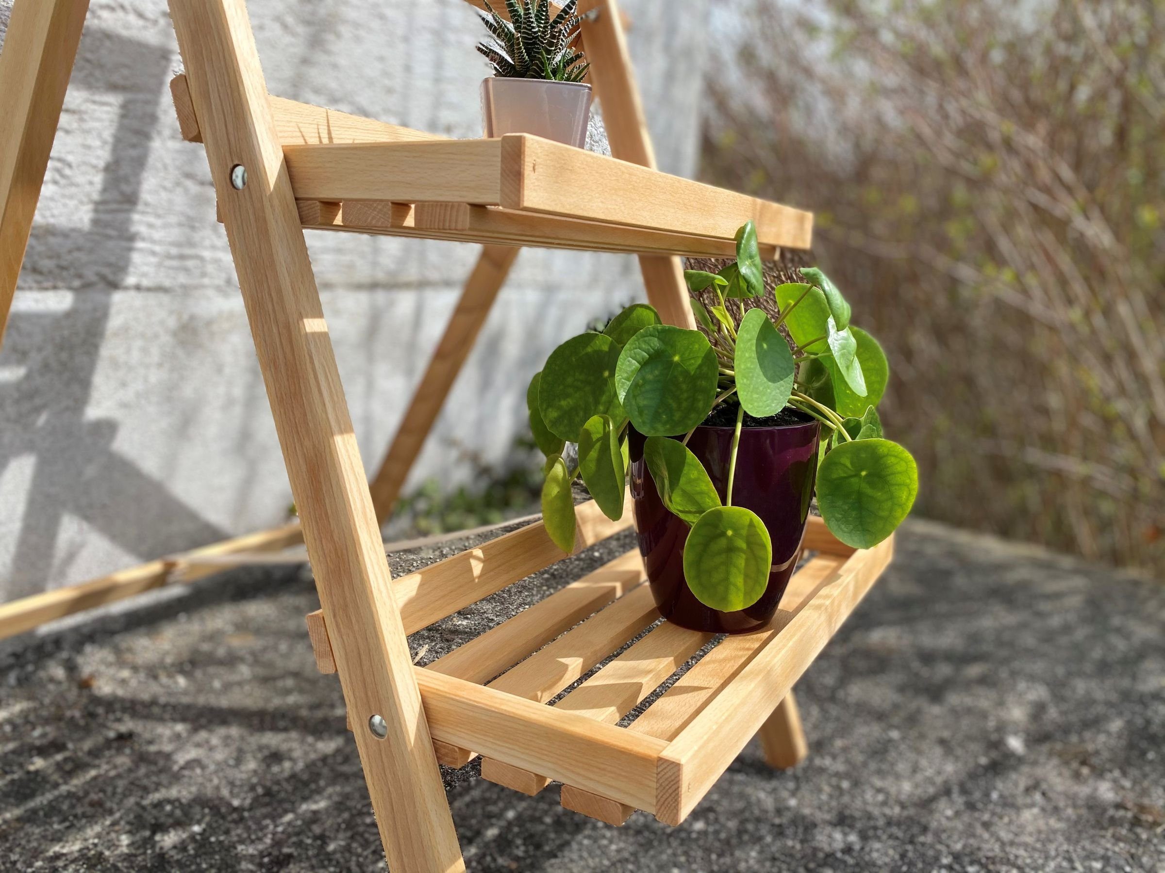 Buche ERST-HOLZ Blumentreppe Kräuterregal Wandregal Blumenständer klappbar