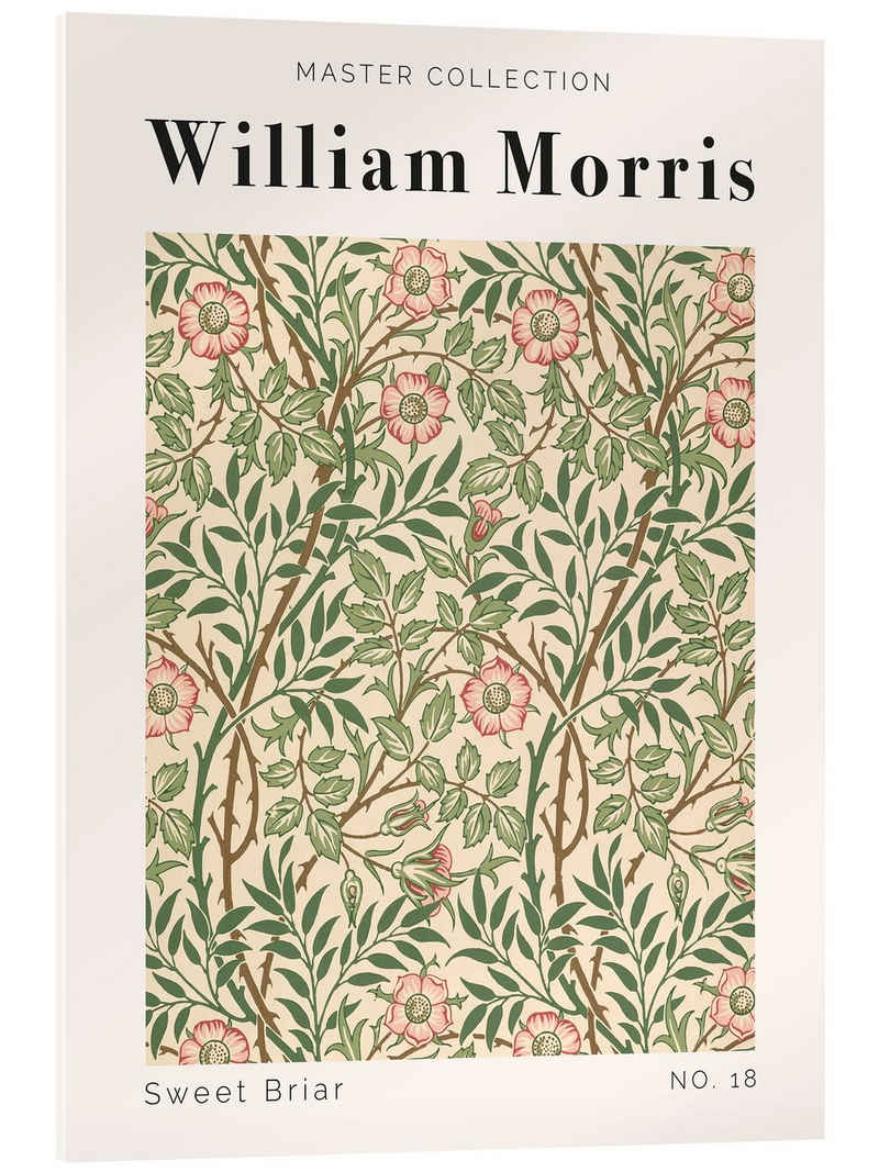 Posterlounge Acrylglasbild William Morris, Sweet Briar No. 18, Schlafzimmer Orientalisches Flair Grafikdesign