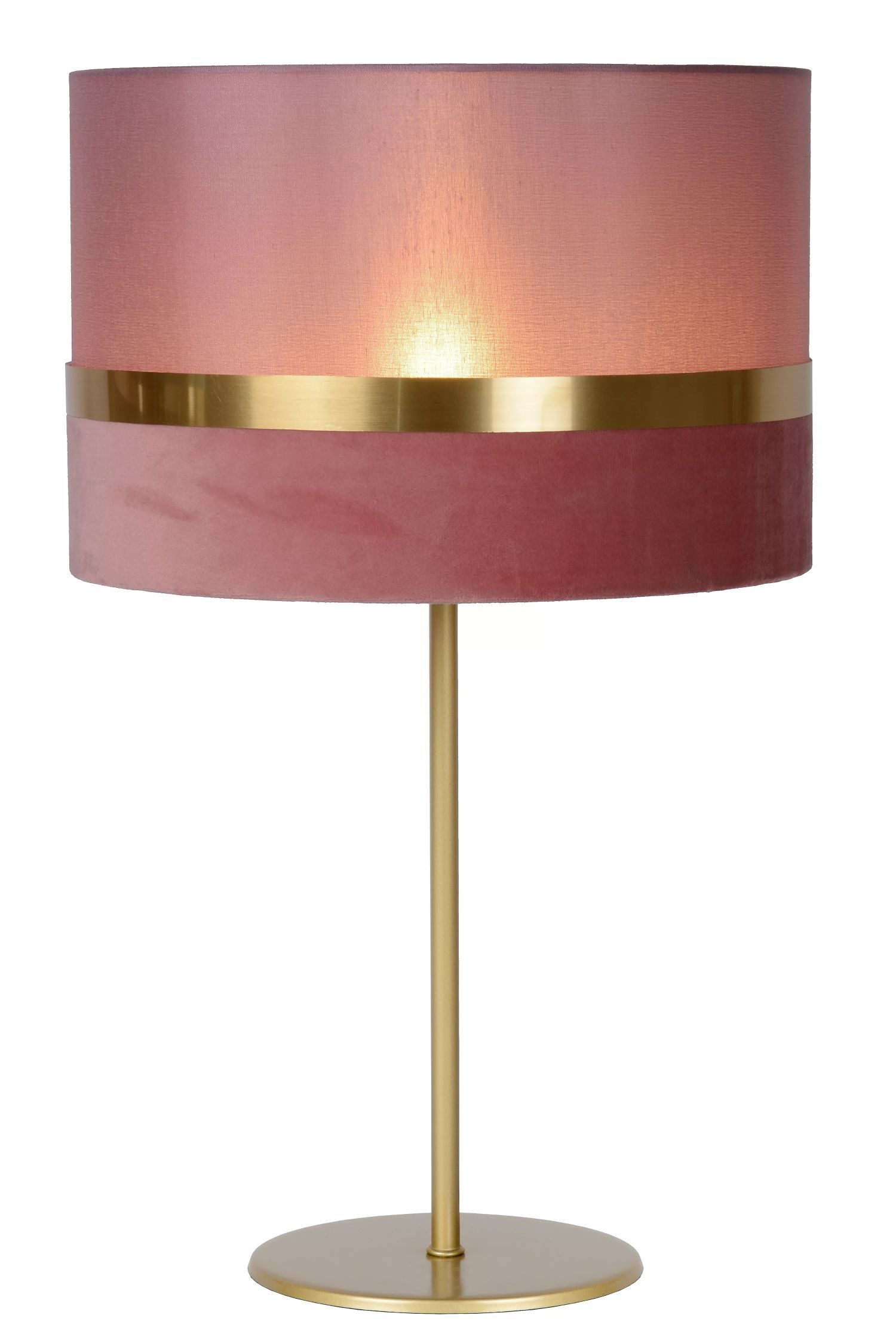 Licht-Erlebnisse Nachttischlampe ILAM, ohne Leuchtmittel, Metall Stoff E14 D: 30 cm 50 cm hoch in Gold Rosa rund Vintage Design