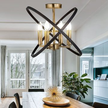 etc-shop Kronleuchter, Leuchtmittel nicht inklusive, Design Kronleuchter Decken Lampe bronze braun Wohn Zimmer Ring Leuchte