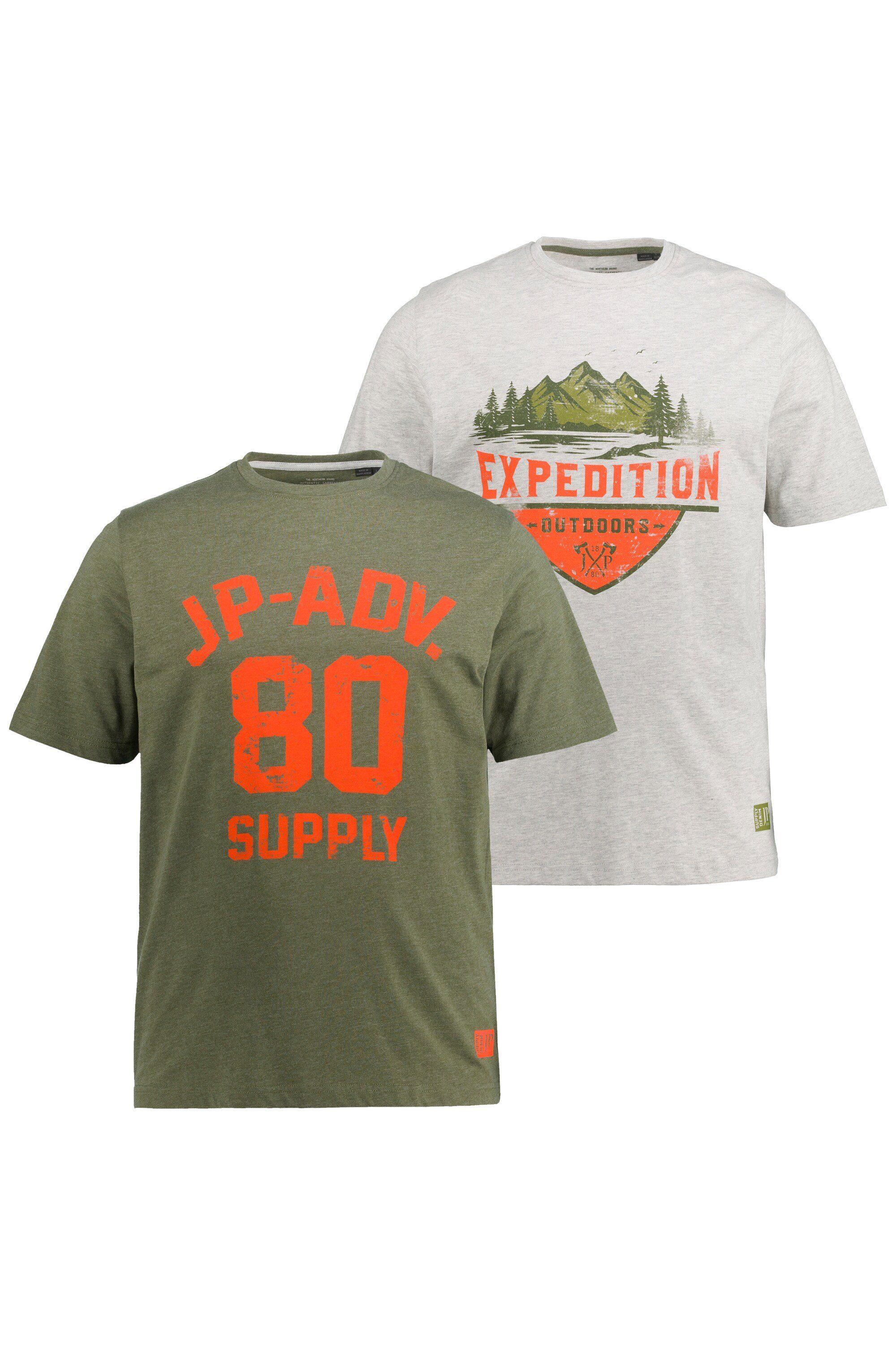 2er-Pack (2-tlg) JP1880 T-Shirts Print T-Shirt Halbarm Adventure