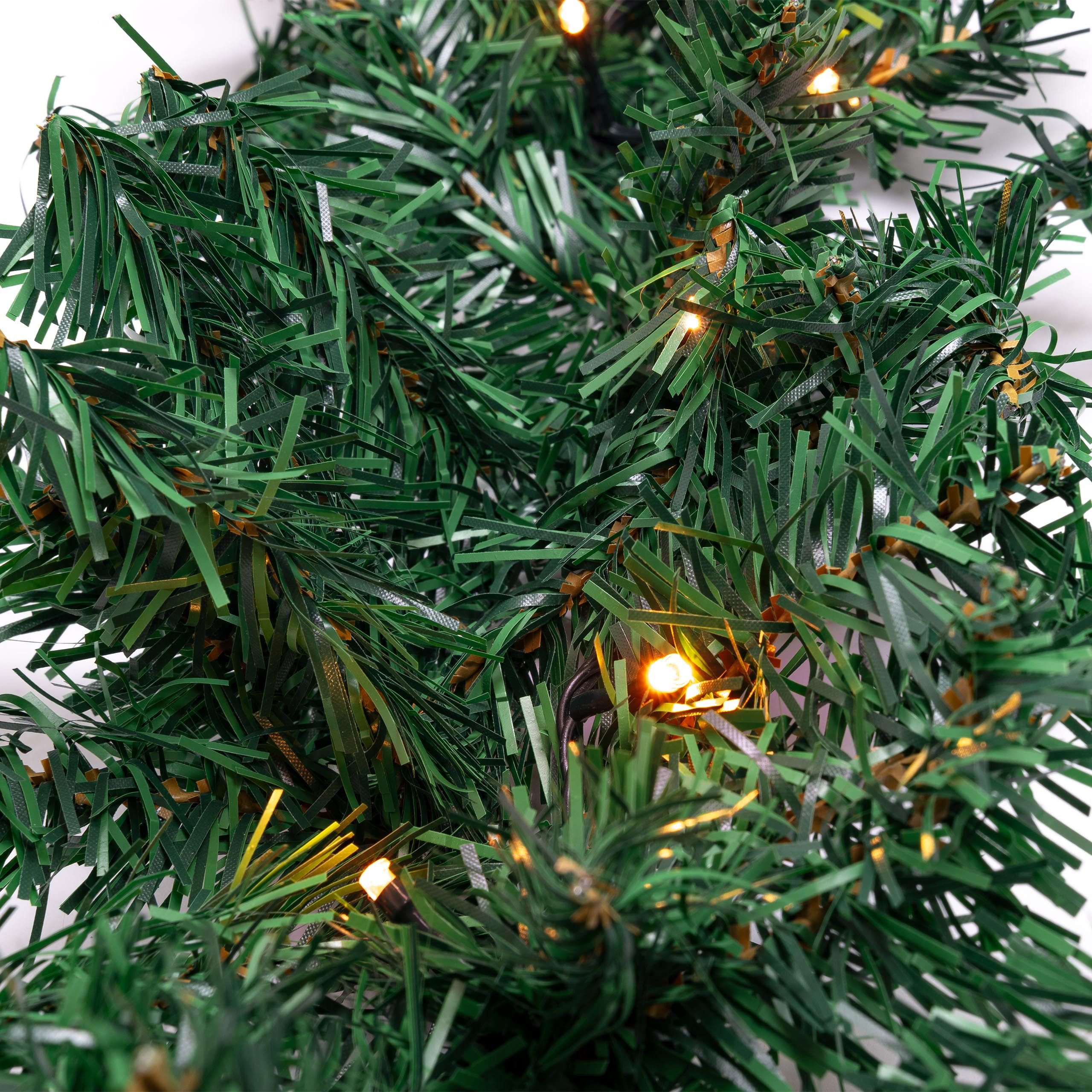 Kunstgirlande 5m Tannengirlande, 80er LED Lichterkette beleuchtet für Innen & Außen Tanne, BONETTI, künstlich, bernsteinfarben beleuchtet,ausrichtbar, erweiterb – Bild 4 von 5