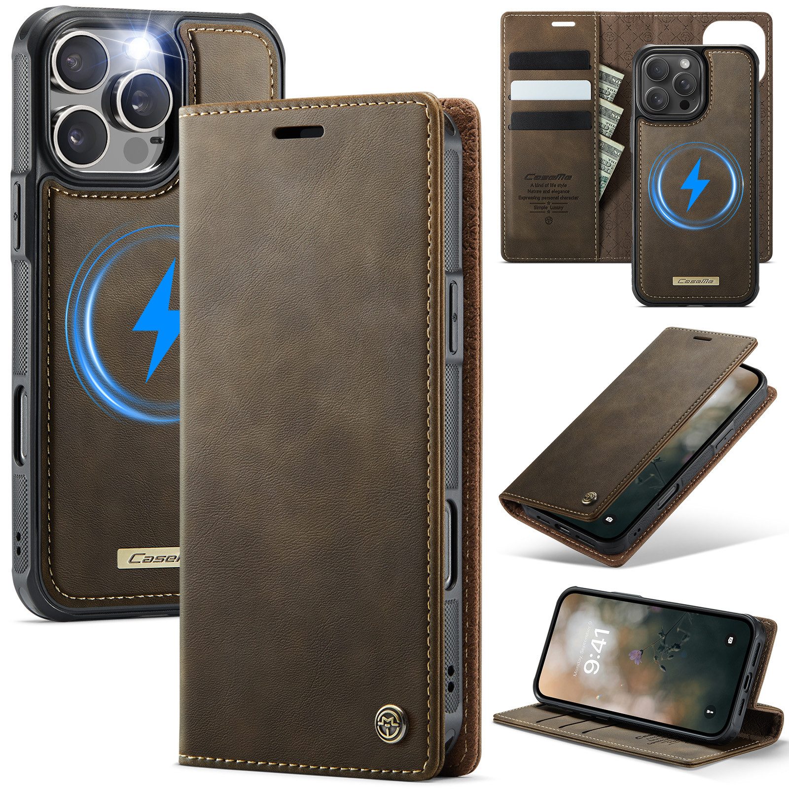 Mycotech Handyhülle Premium 2in1 Klapphülle mit abnehmbarem Magnet Case MagSafe