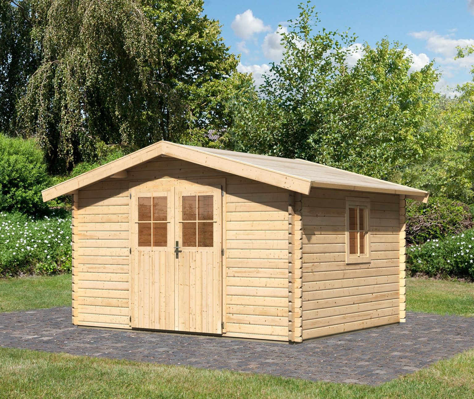 Karibu Gartenhaus Karibu Gartenhaus Mühlheim, 40 mm, 405 x 324 x 238 cm, Modell 4, natur, ohne Vordach