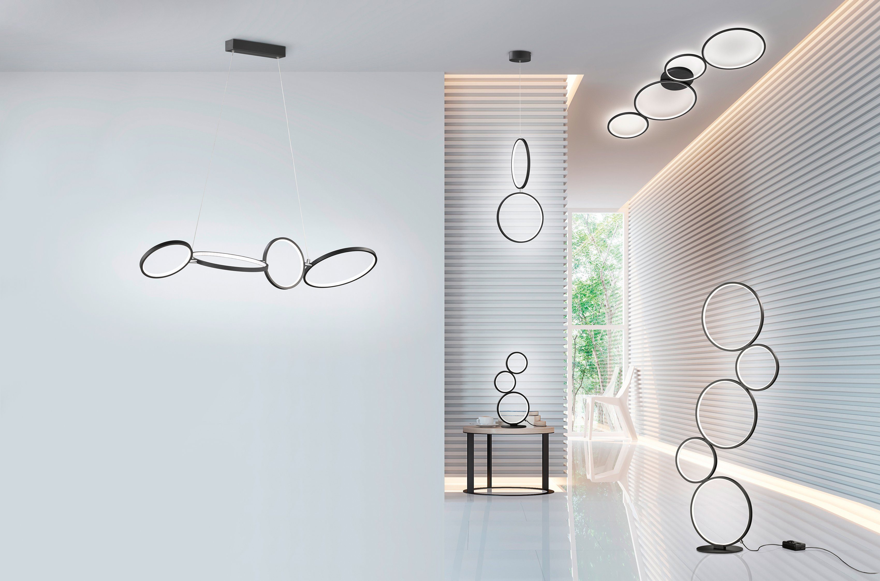 TRIO Leuchten LED Tischleuchte Rondo, Dimmfunktion, LED fest integriert, Warmweiß, Tischlampe m. Schnurschalter integrierter stufenloser Dimmer Höhe 45cm